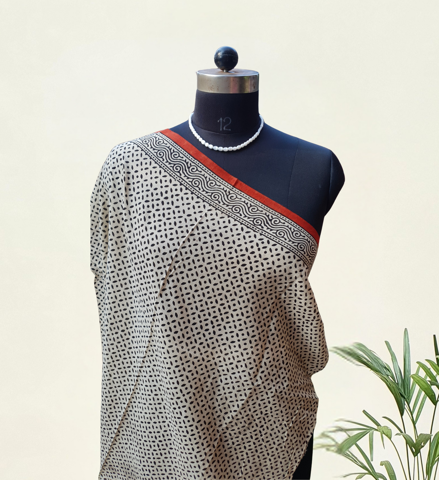 Black & Beige HBP Mul Cotton Saree MCHB-0003