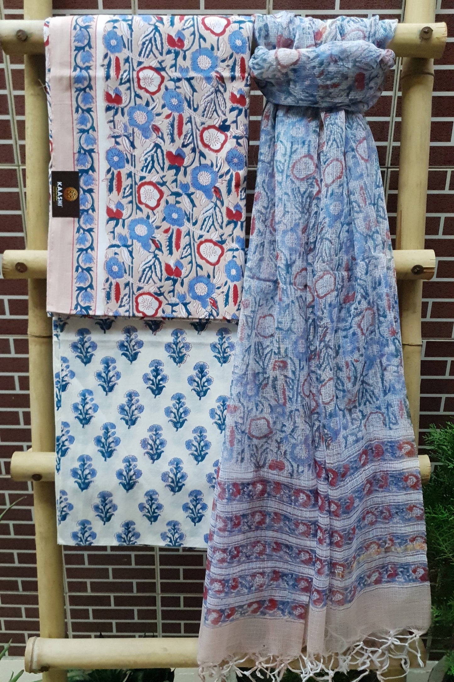 Blue & White HBP Cotton Suit with Kota Doria Dupatta CKHB-0001