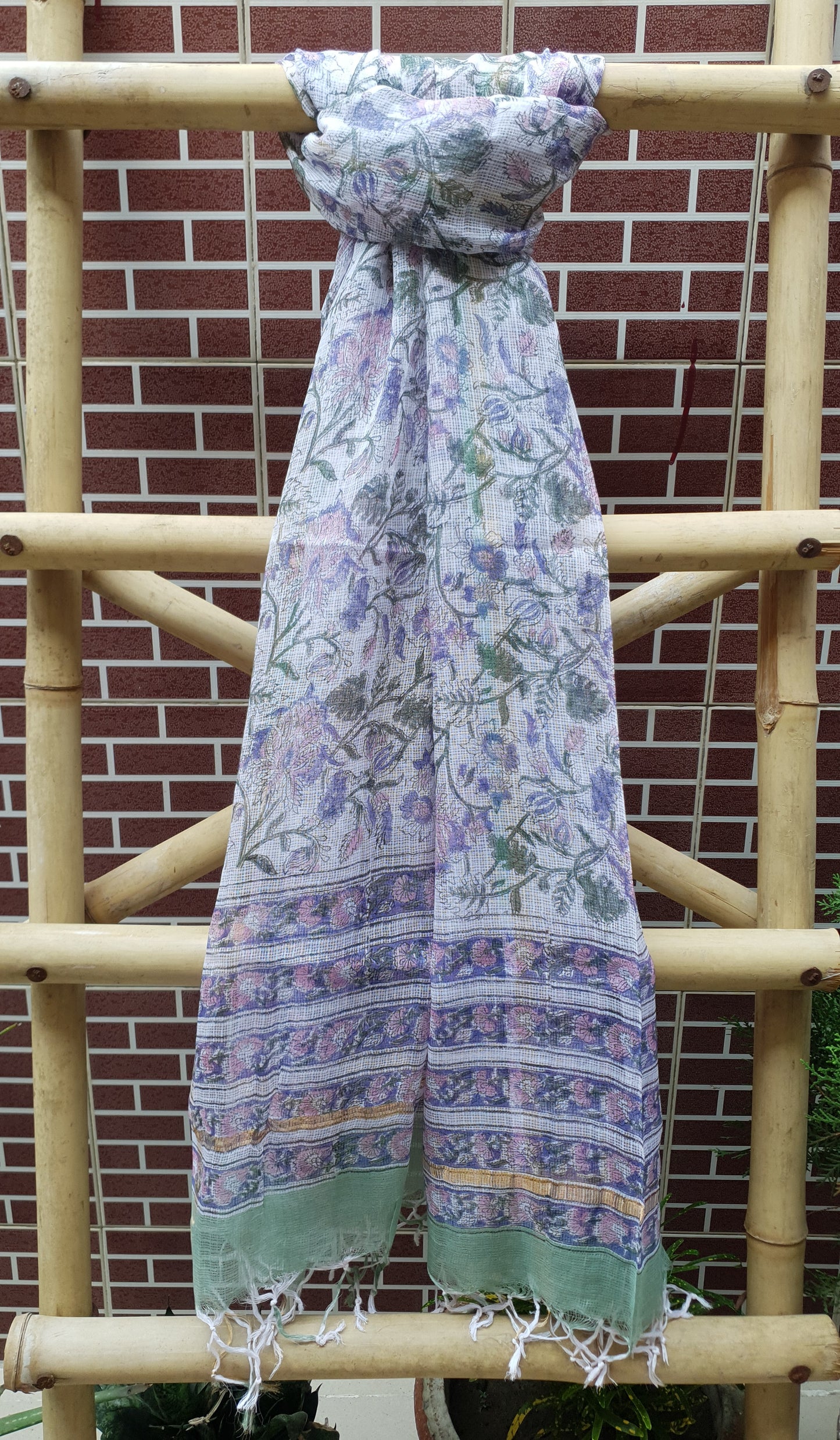 Violet & Green HBP Cotton Suit with Kota Doria Dupatta CKHB-0003