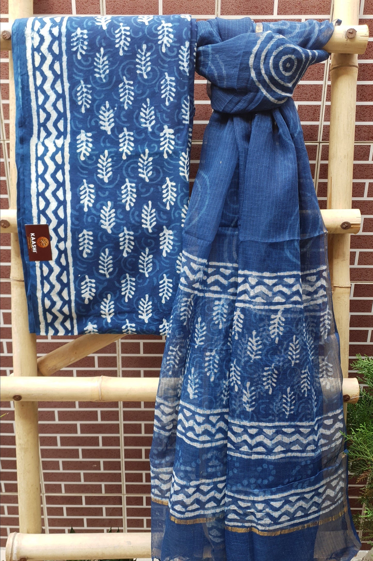 Indigo HBP Cotton Suit with Kota Doria Dupatta CKHB-0005
