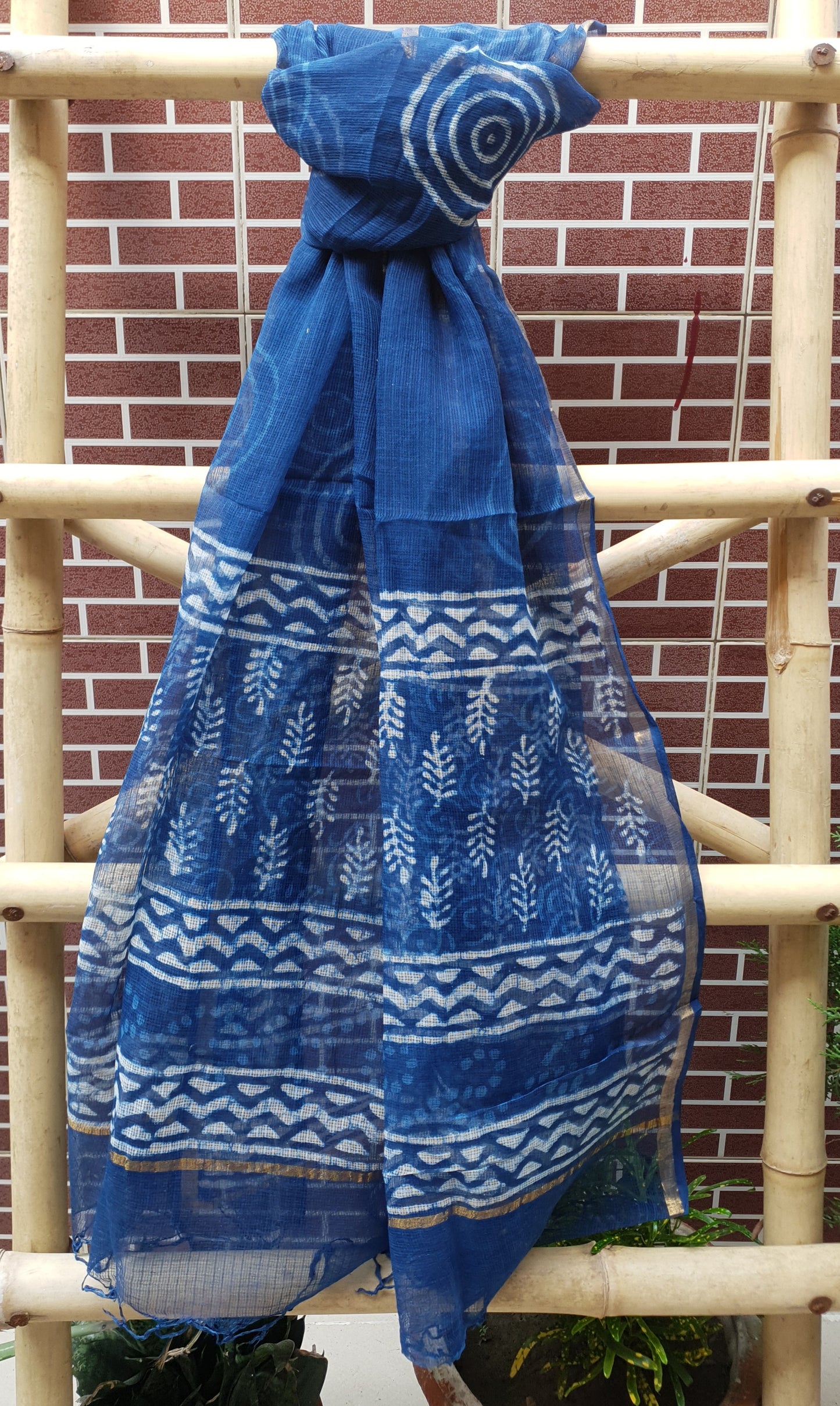 Indigo HBP Cotton Suit with Kota Doria Dupatta CKHB-0005