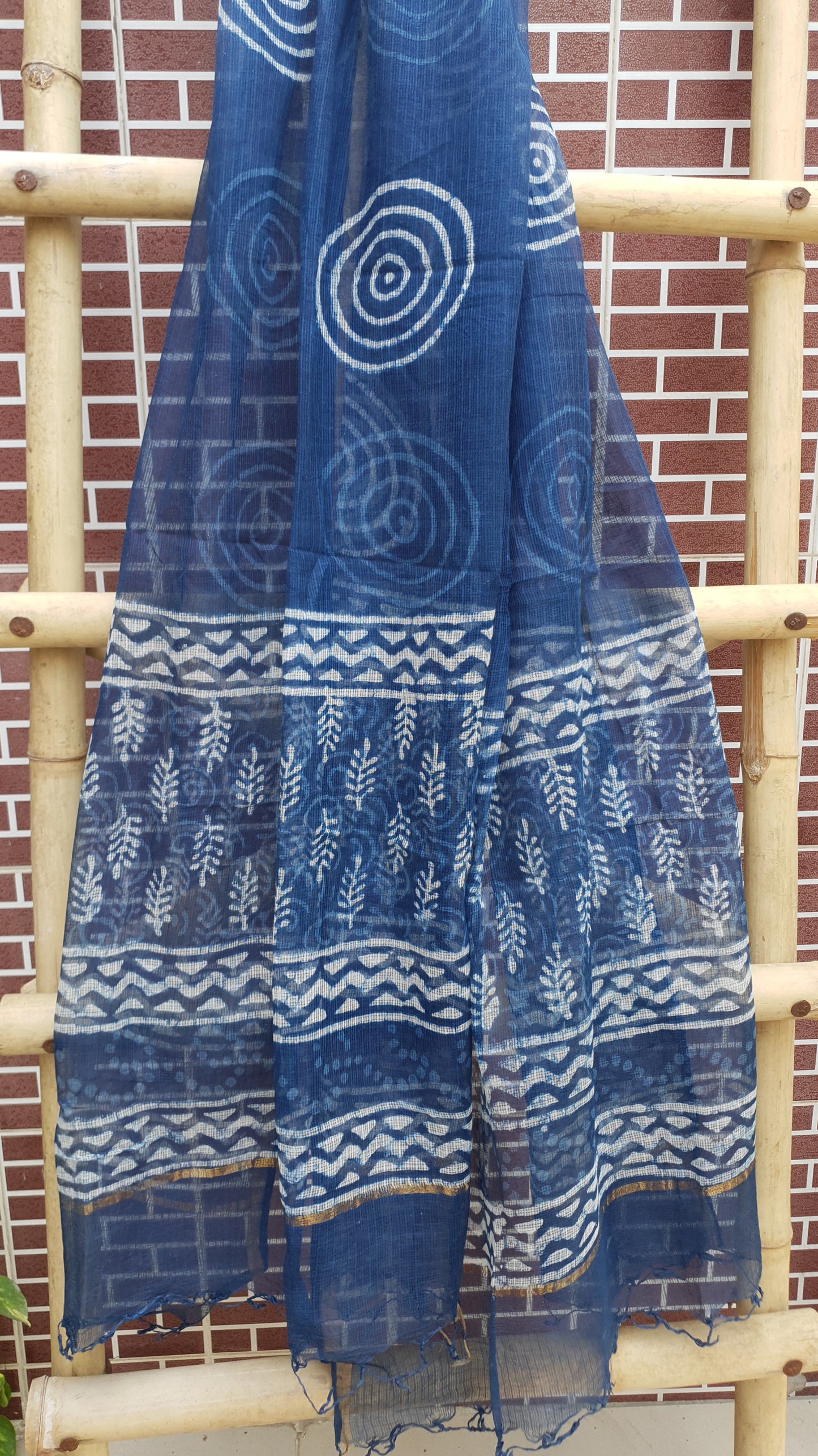 Indigo HBP Cotton Suit with Kota Doria Dupatta CKHB-0005