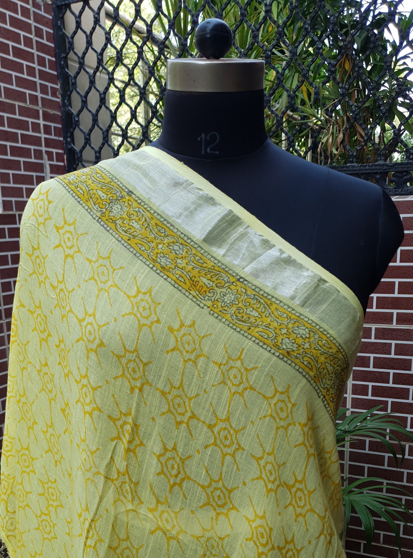 Lemon Yellow HBP Linen Saree LNHB-0001