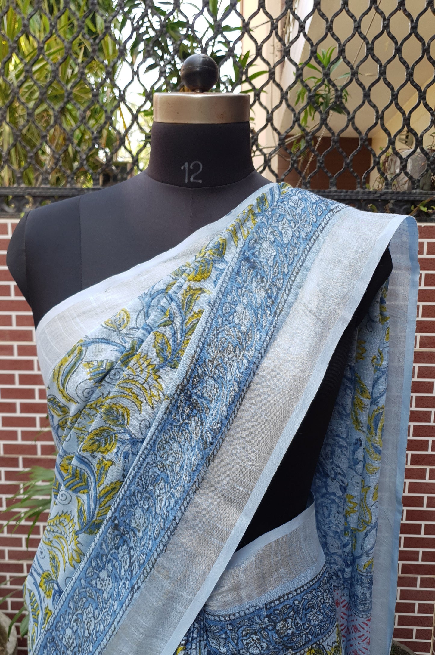 Ice Blue HBP Linen Saree LNHB-0002