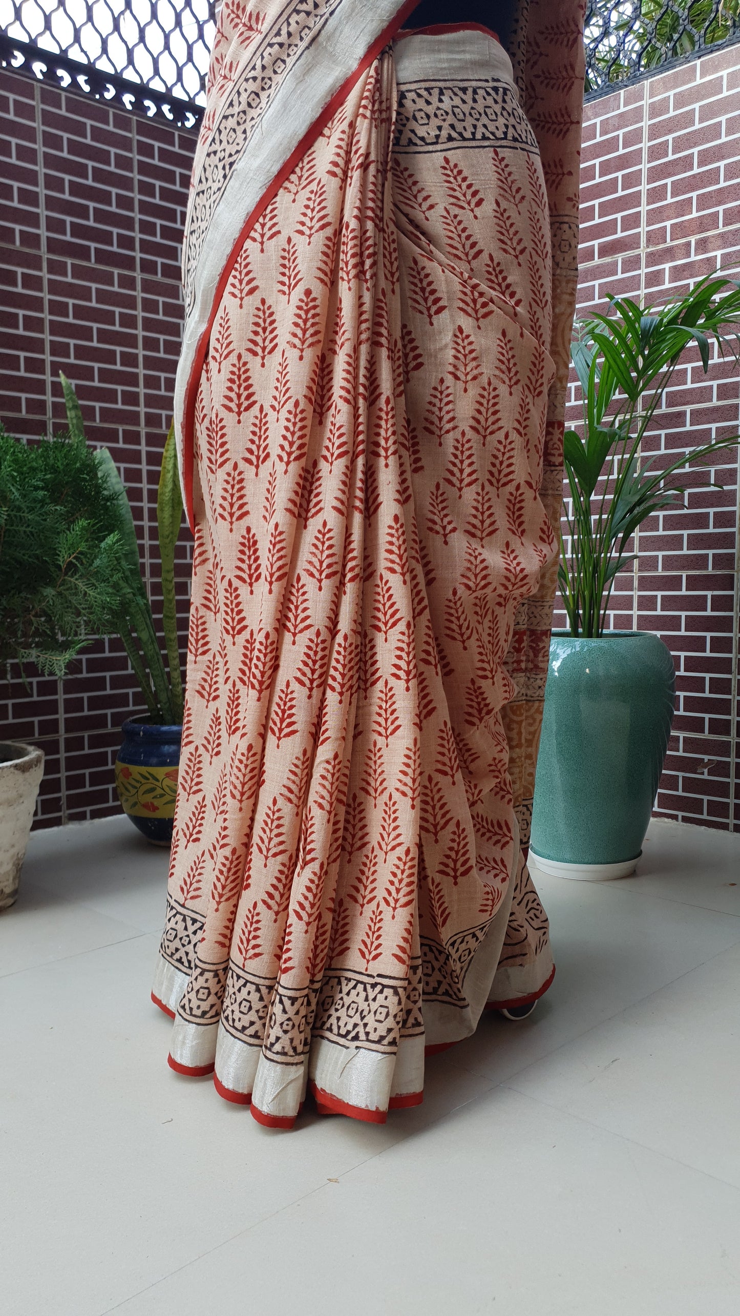 Biscuit Brown HBP Linen Saree LNHB-0005