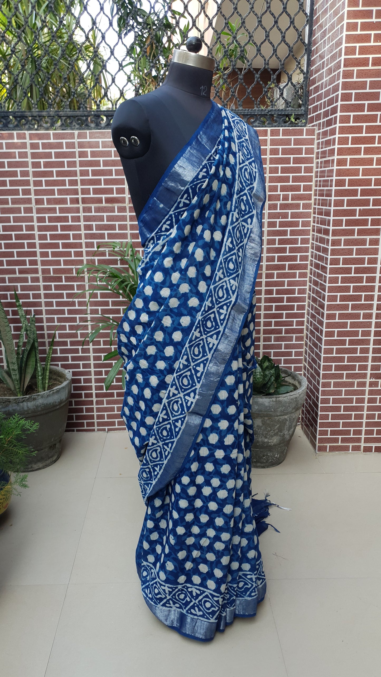 Indigo HBP Linen Saree LNHB-0006