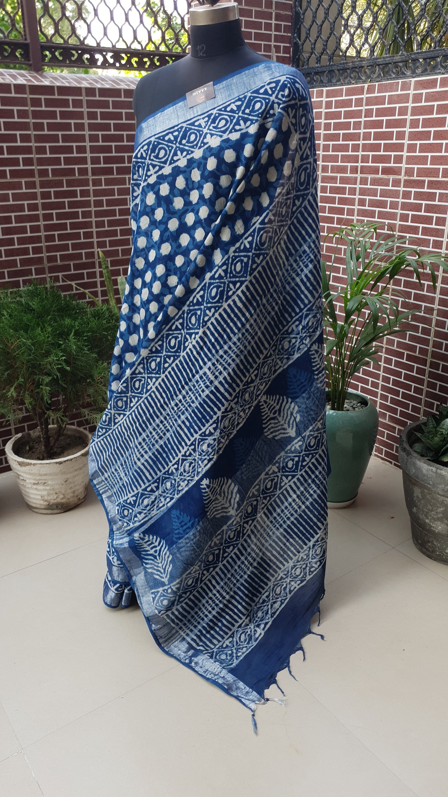 Indigo HBP Linen Saree LNHB-0006