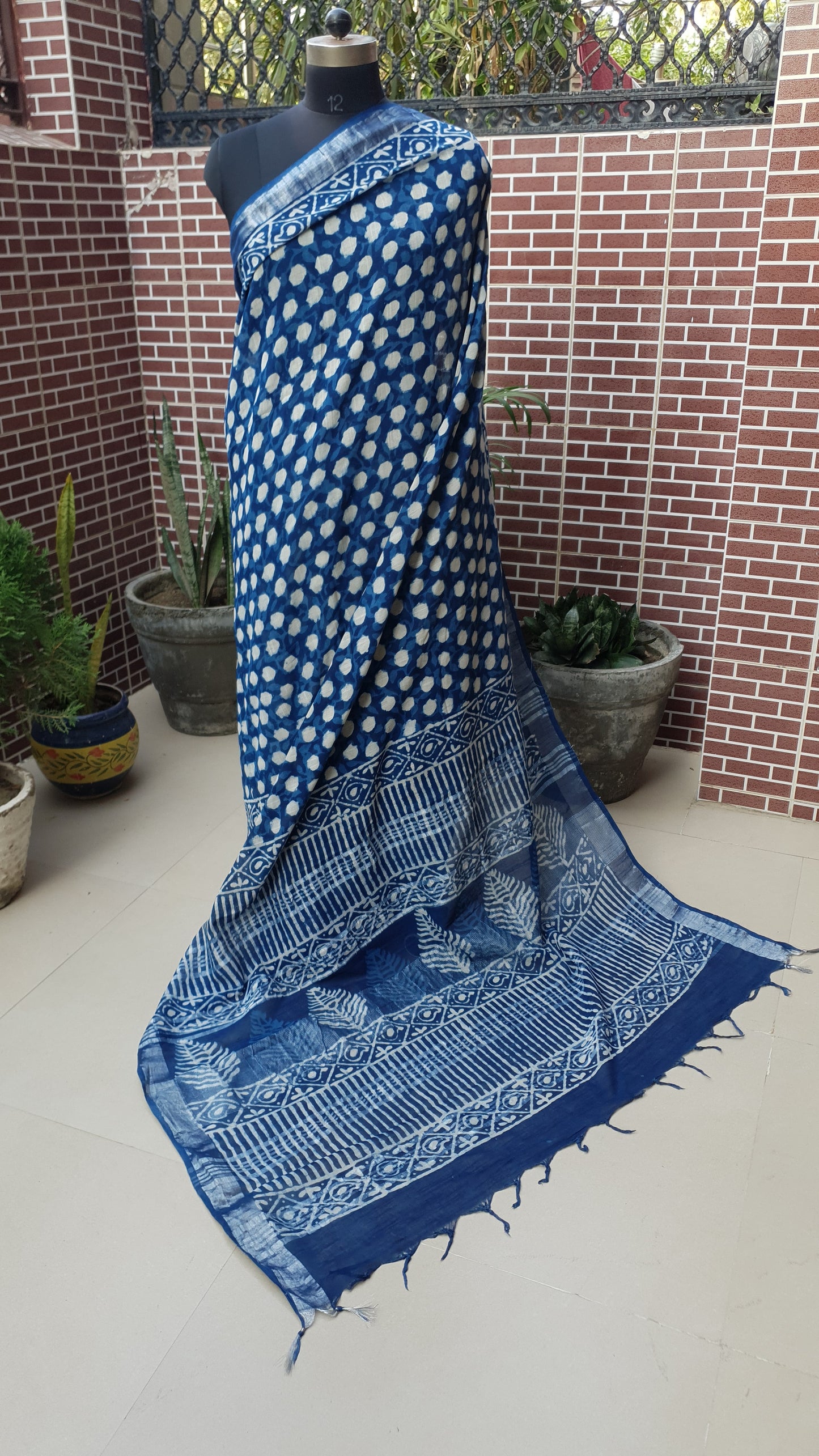 Indigo HBP Linen Saree LNHB-0006