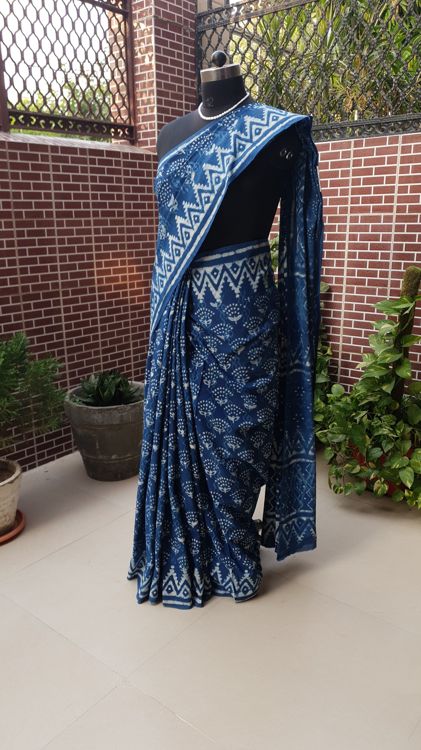 Indigo HBP Mul Cotton Saree MCHB-0012
