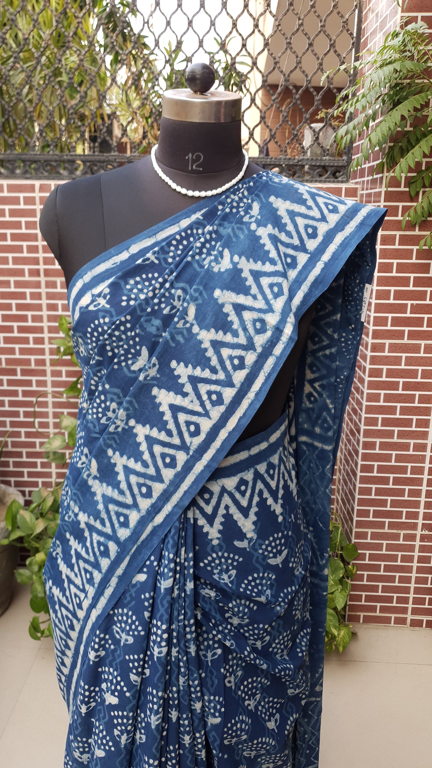 Indigo HBP Mul Cotton Saree MCHB-0012