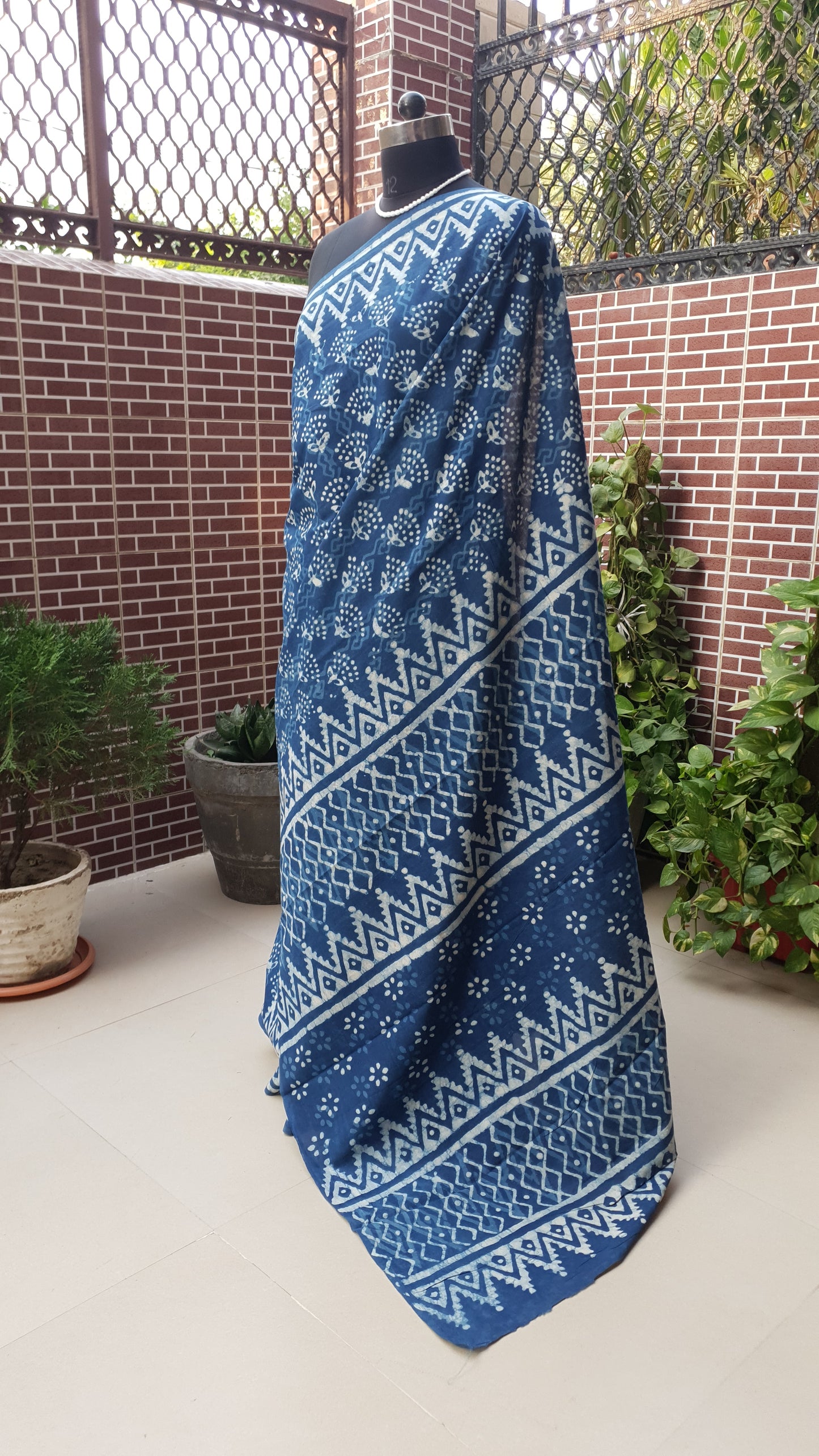 Indigo HBP Mul Cotton Saree MCHB-0012