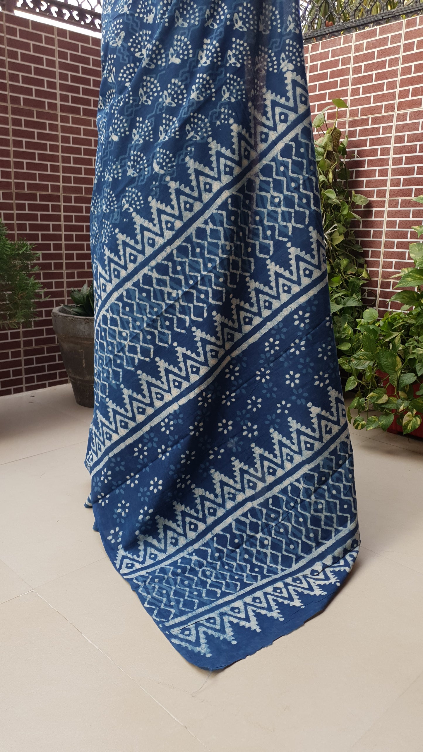 Indigo HBP Mul Cotton Saree MCHB-0012