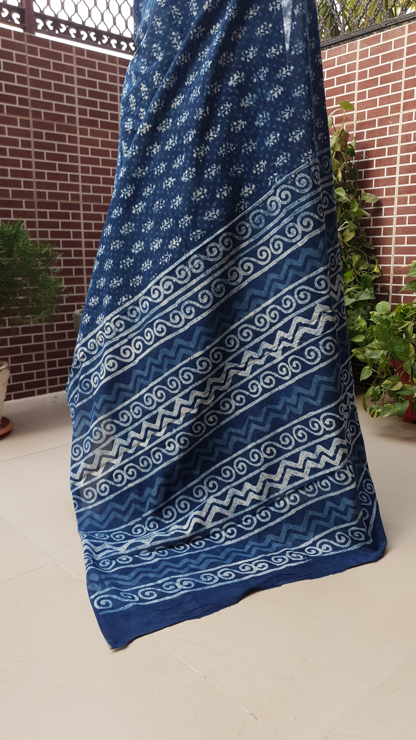 Indigo HBP Mul Cotton Saree MCHB-0013