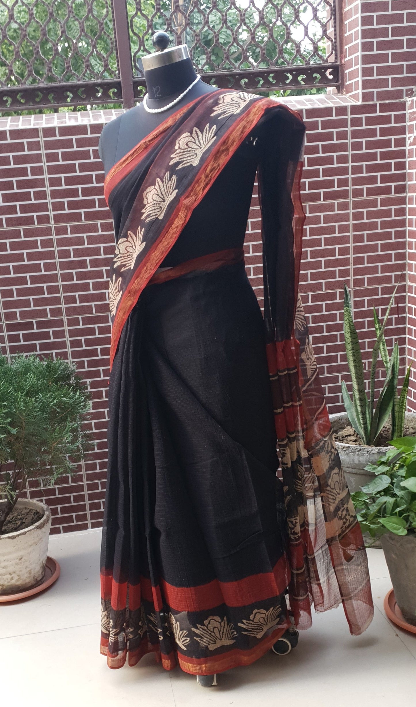 Black Copper Kota Doria Saree KDHB-0001