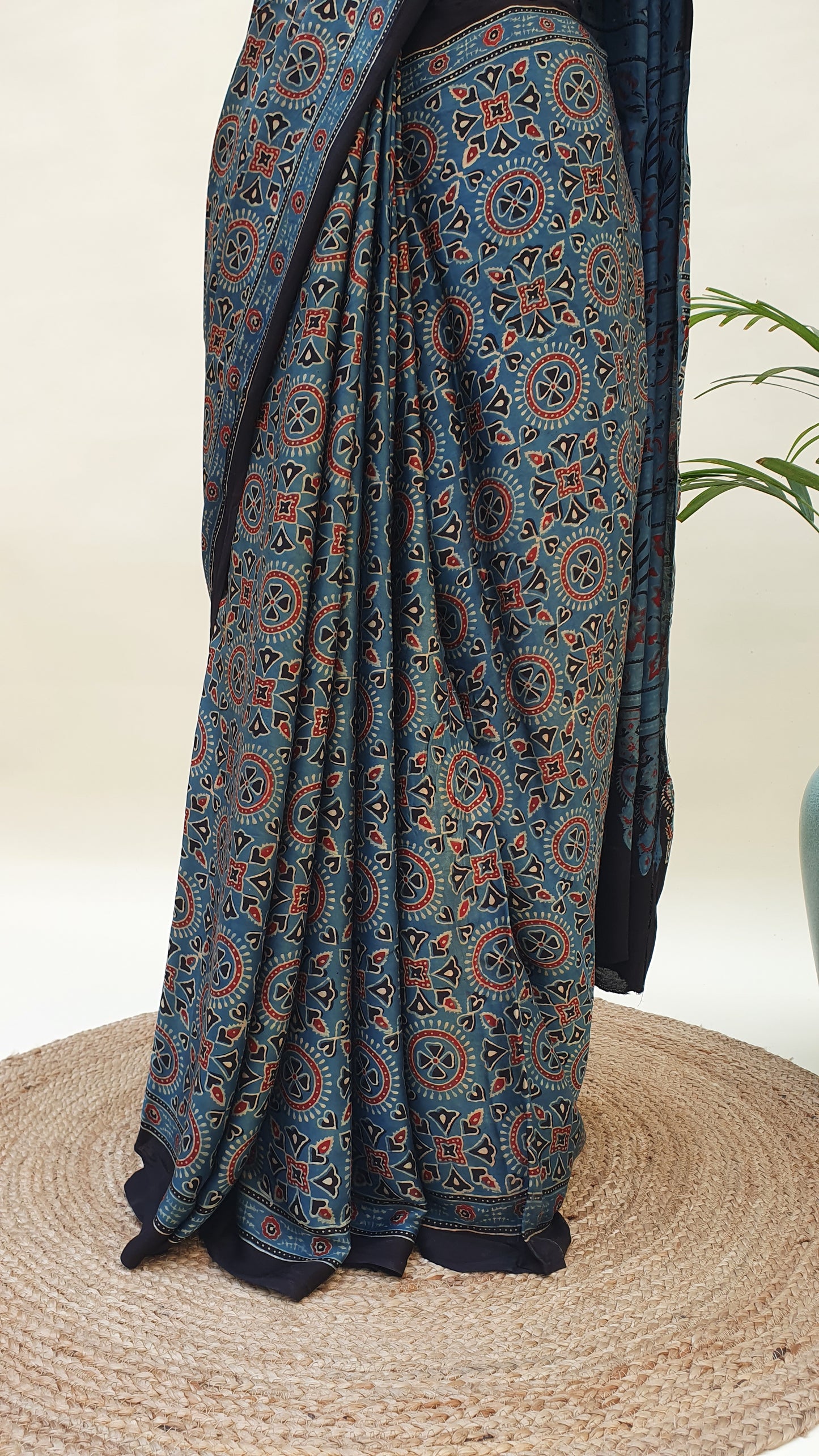 Blue Ajrakh HBP Modal Silk Saree MSAJ-0005