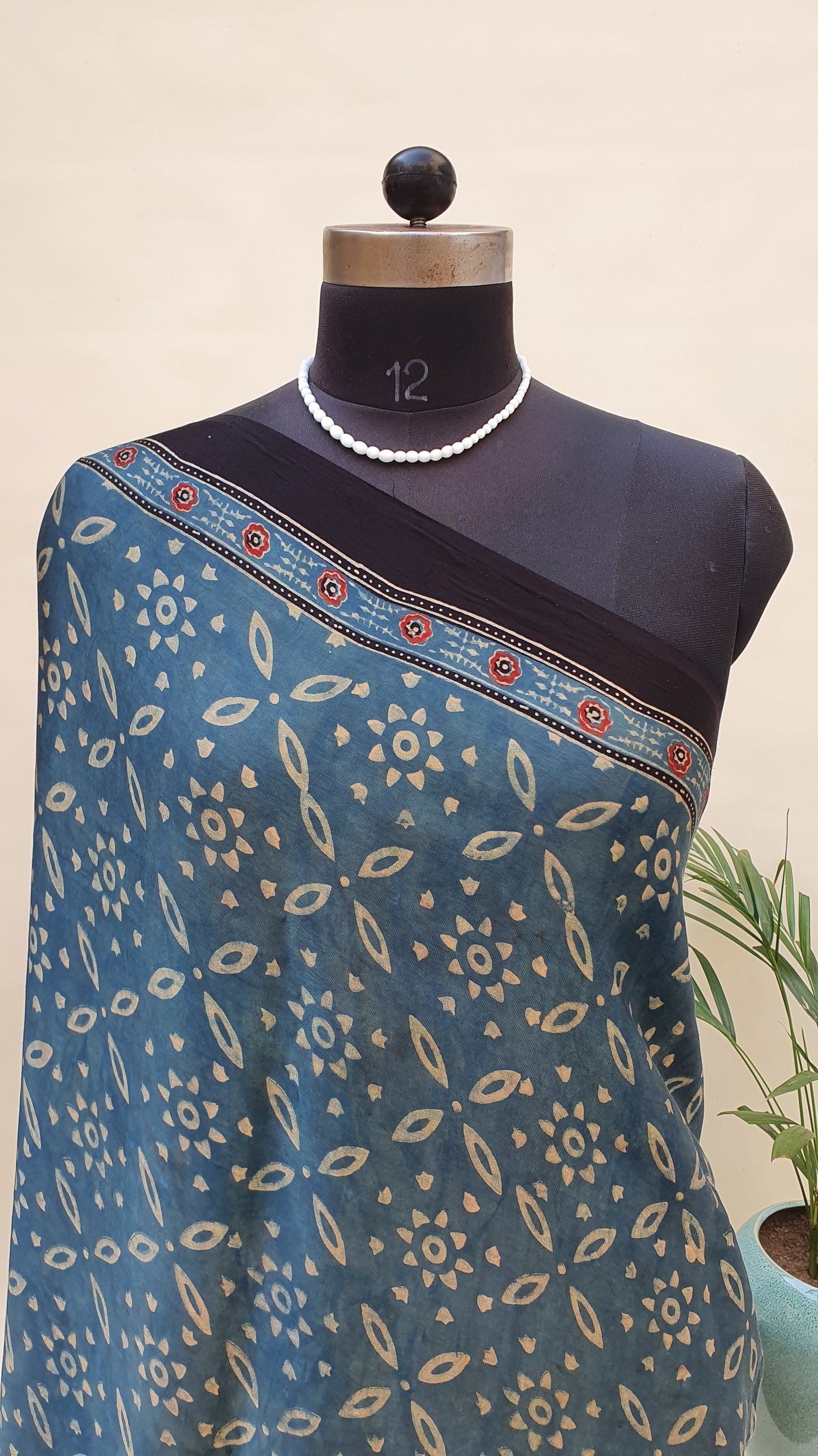 Blue Ajrakh HBP Modal Silk Saree MSAJ-0005