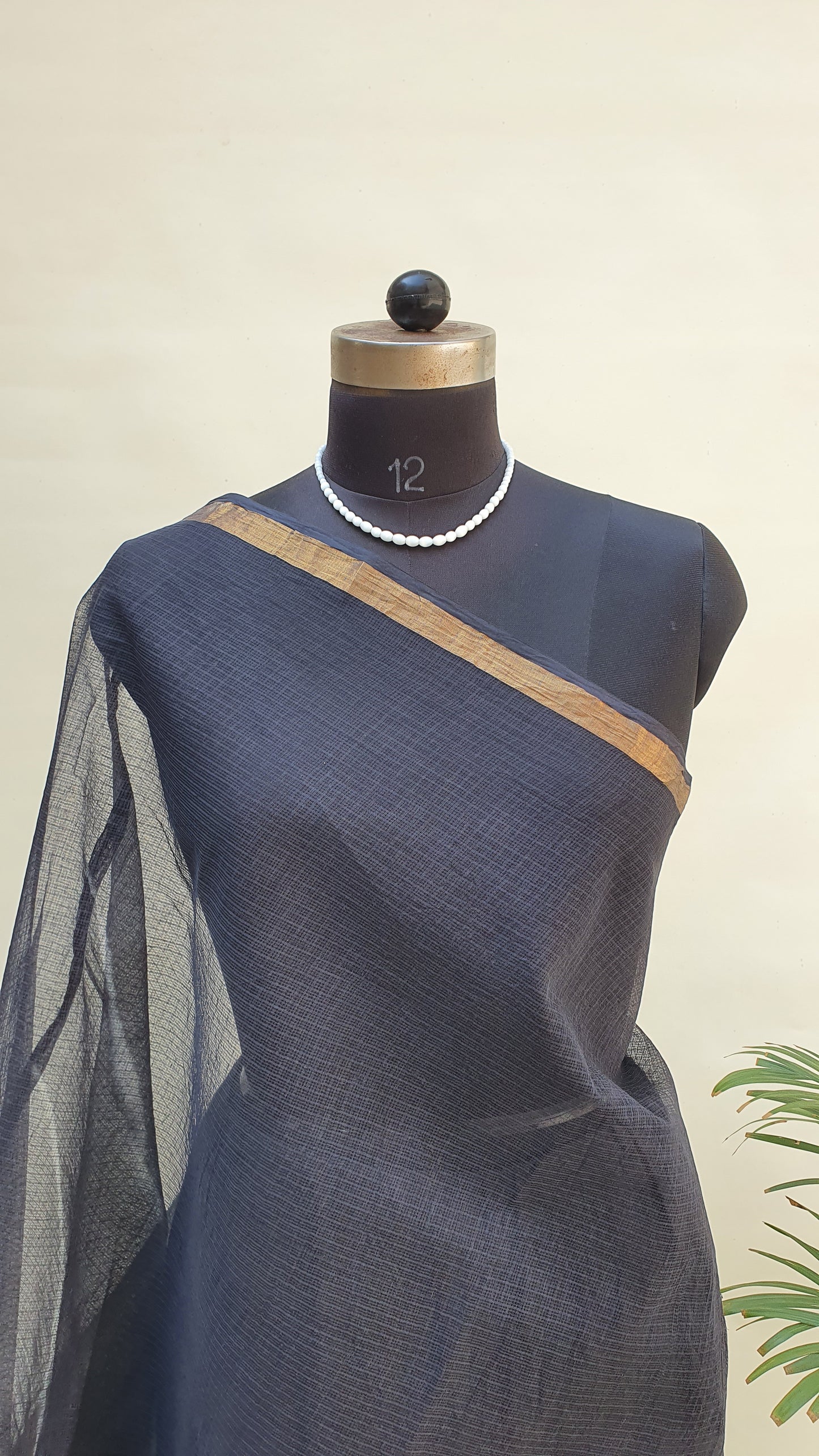 Black Kota Doria Saree KDHB-0010