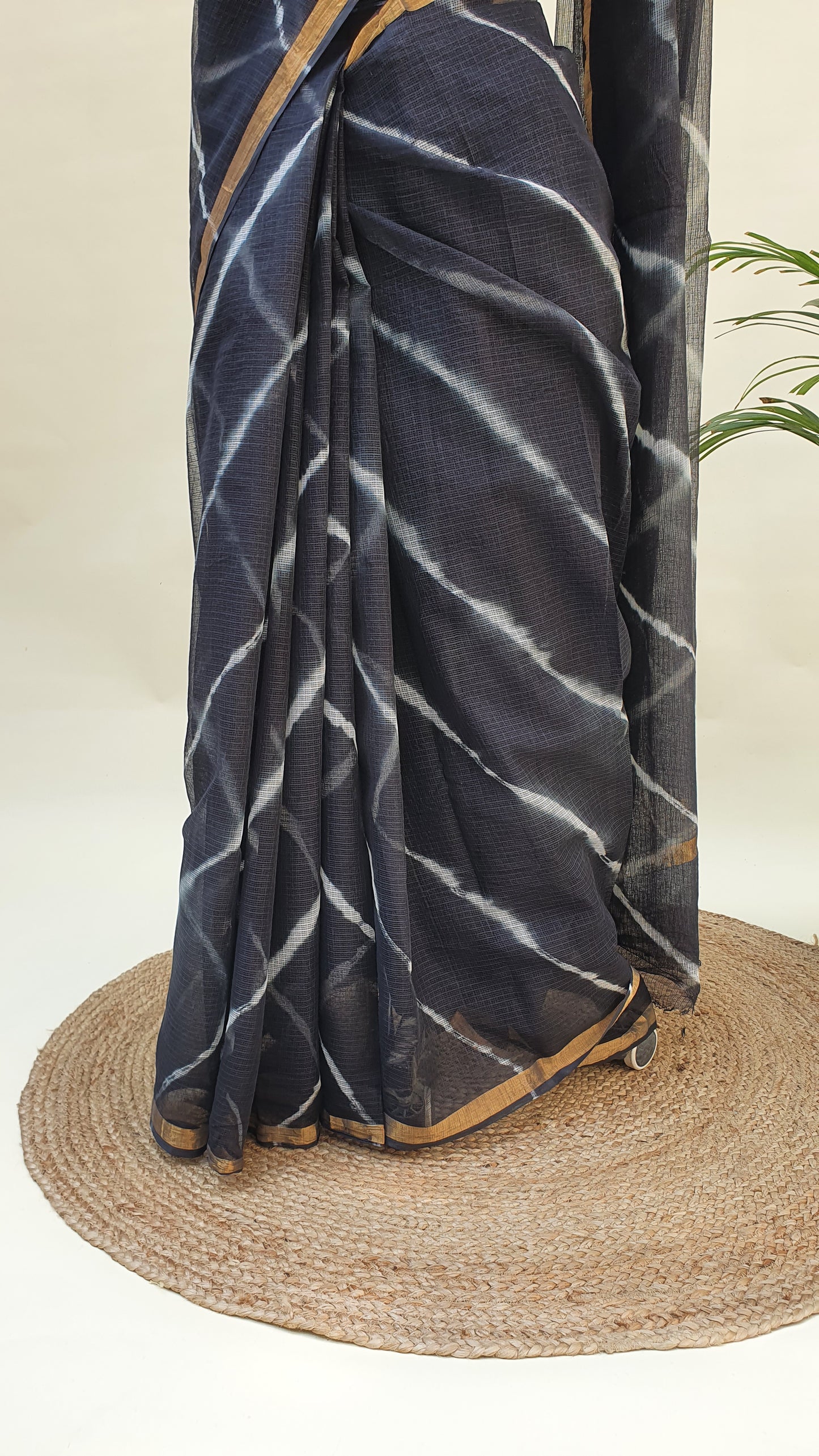 Black Kota Doria Saree KDHB-0010