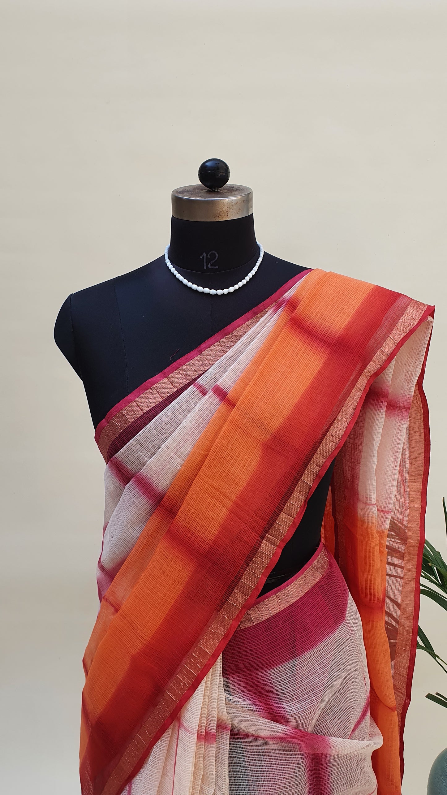 Orange Plum Kota Doria Saree KDHB-0012