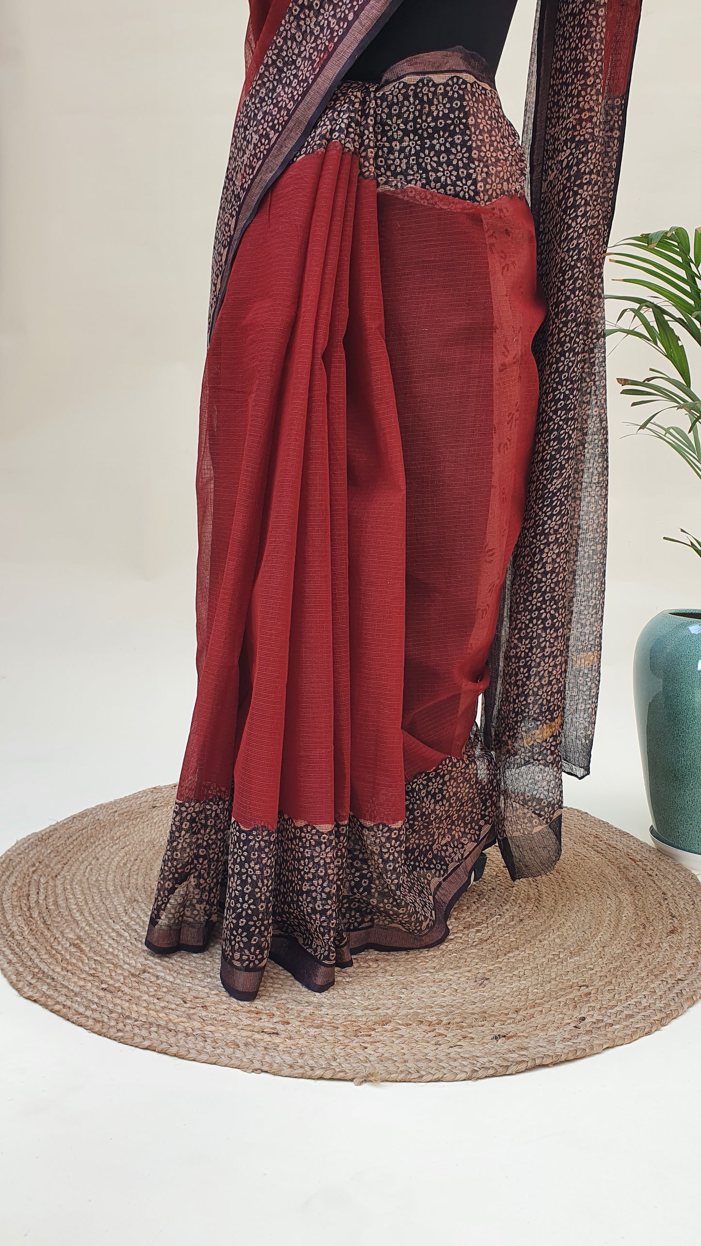 Maroon Kota Doria Saree KDHB-0009