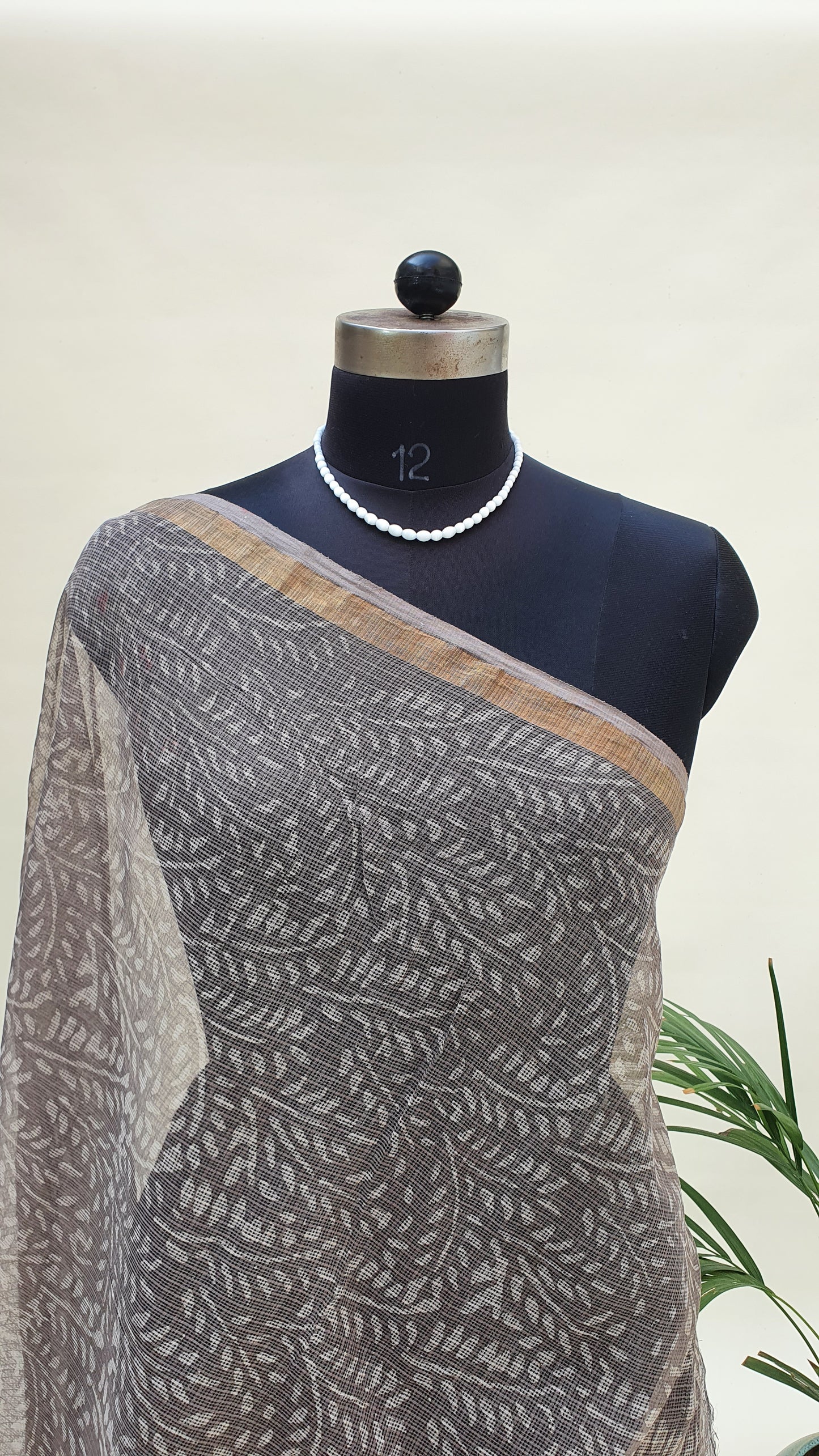 Grey Kota Doria Saree KDHB-0014