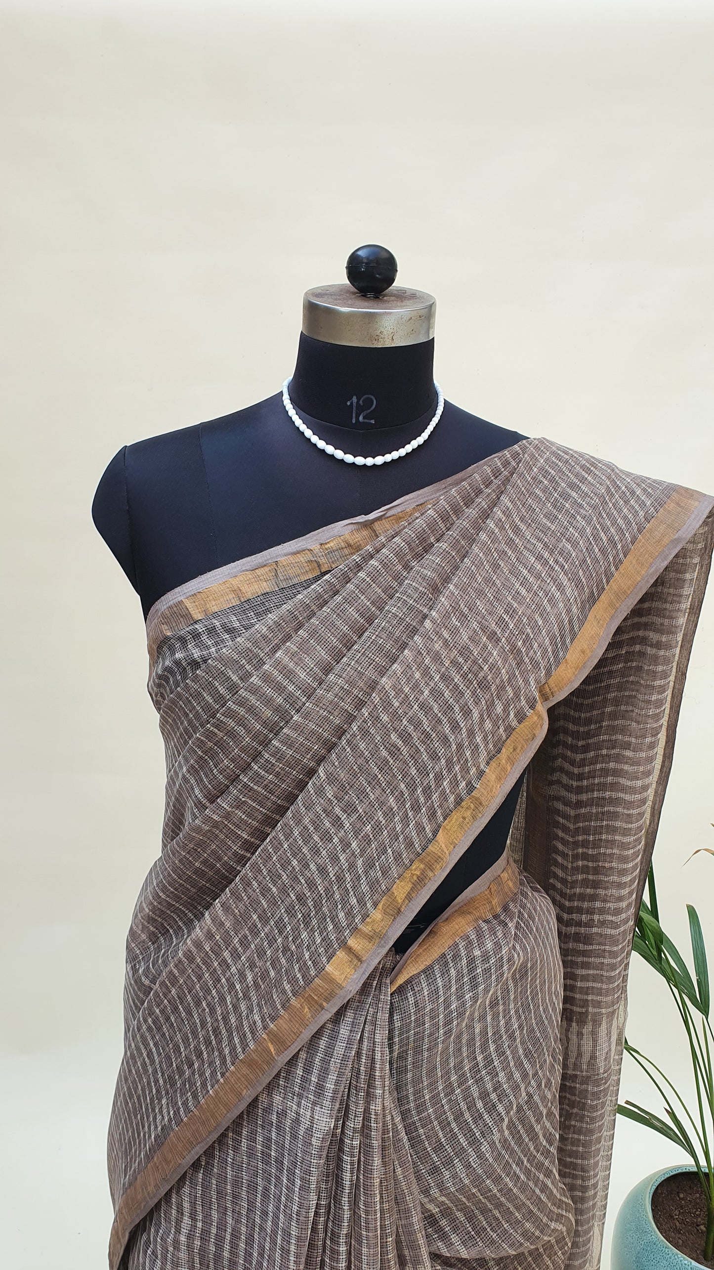 Grey Kota Doria Saree KDHB-0014