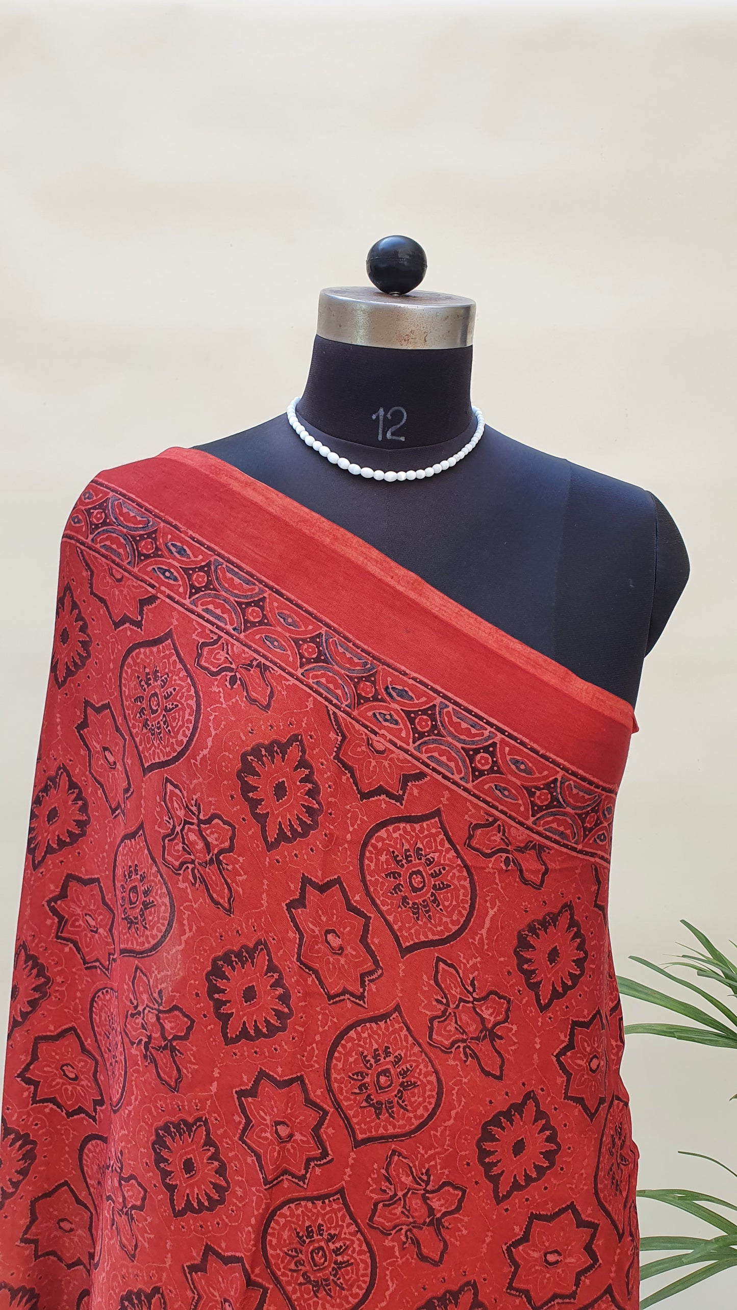 Dusty Red Ajrakh HBP Modal Silk Saree MSAJ-0001