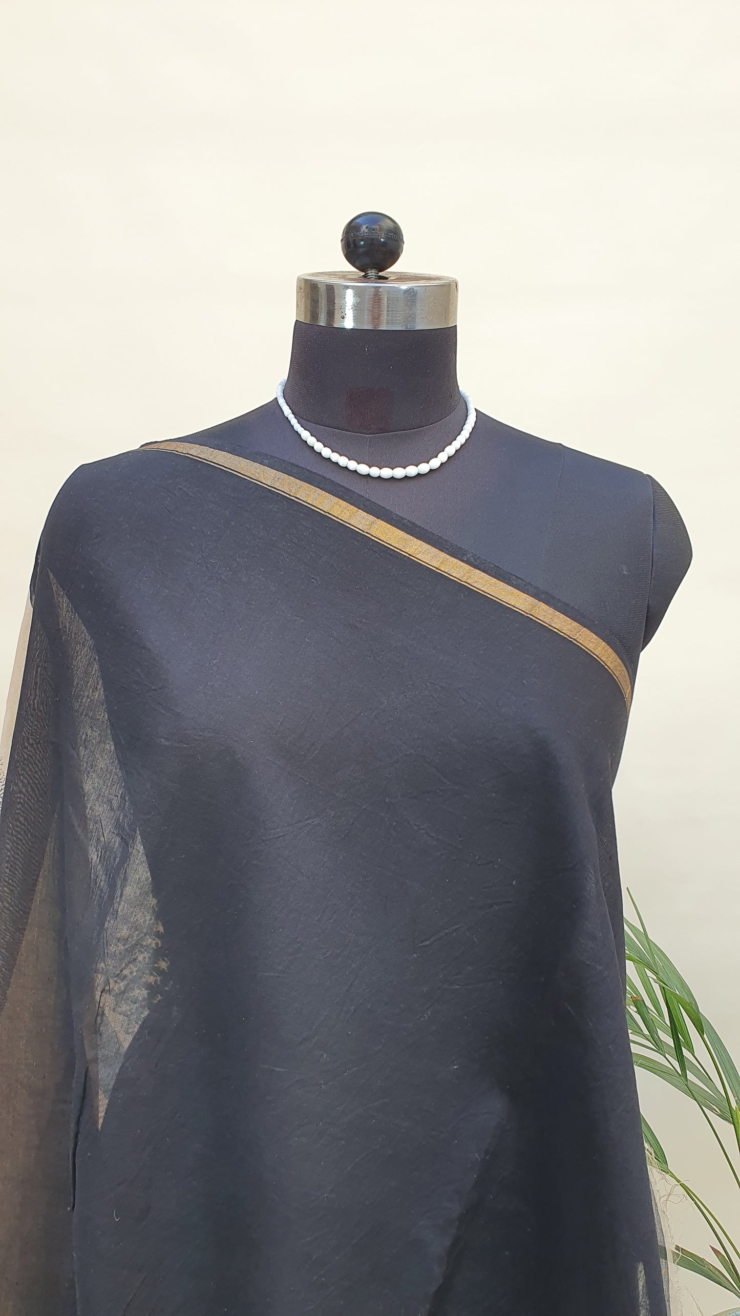Vintage Beige Cotton Silk Chanderi Saree SCCH-0011