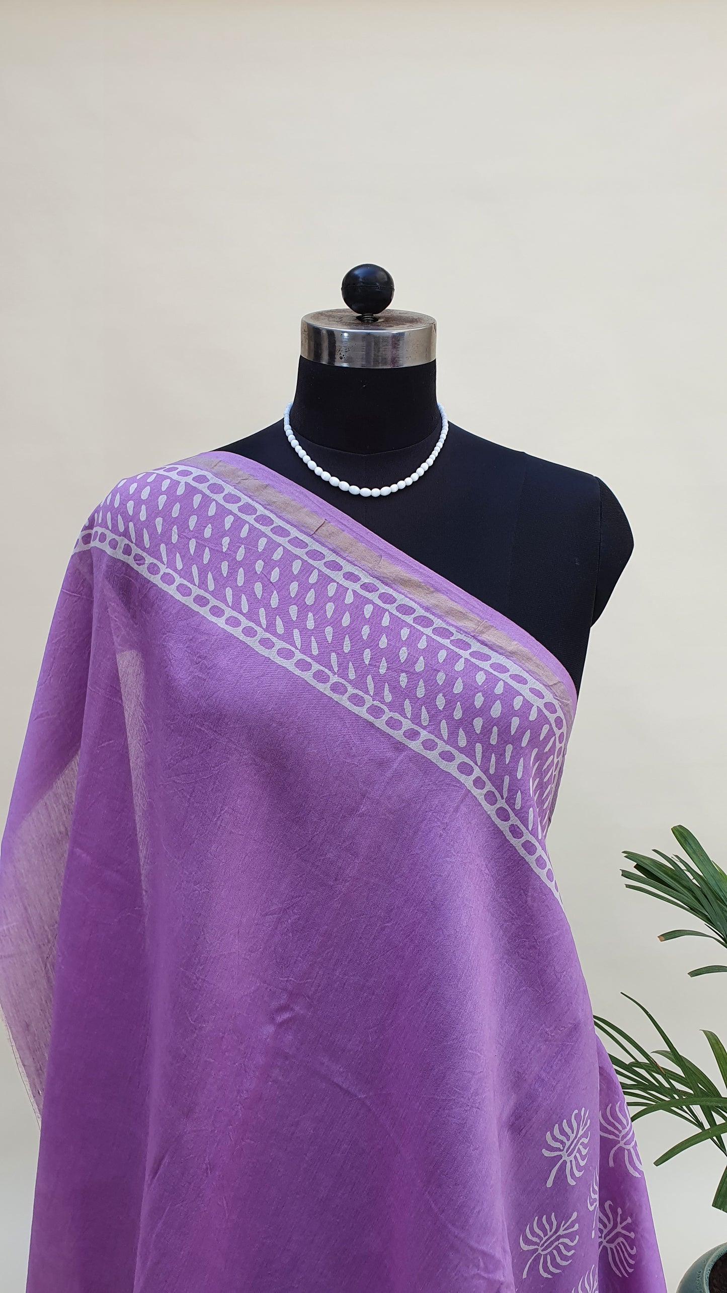 Lavender Cotton Silk Chanderi Saree SCCH-0002