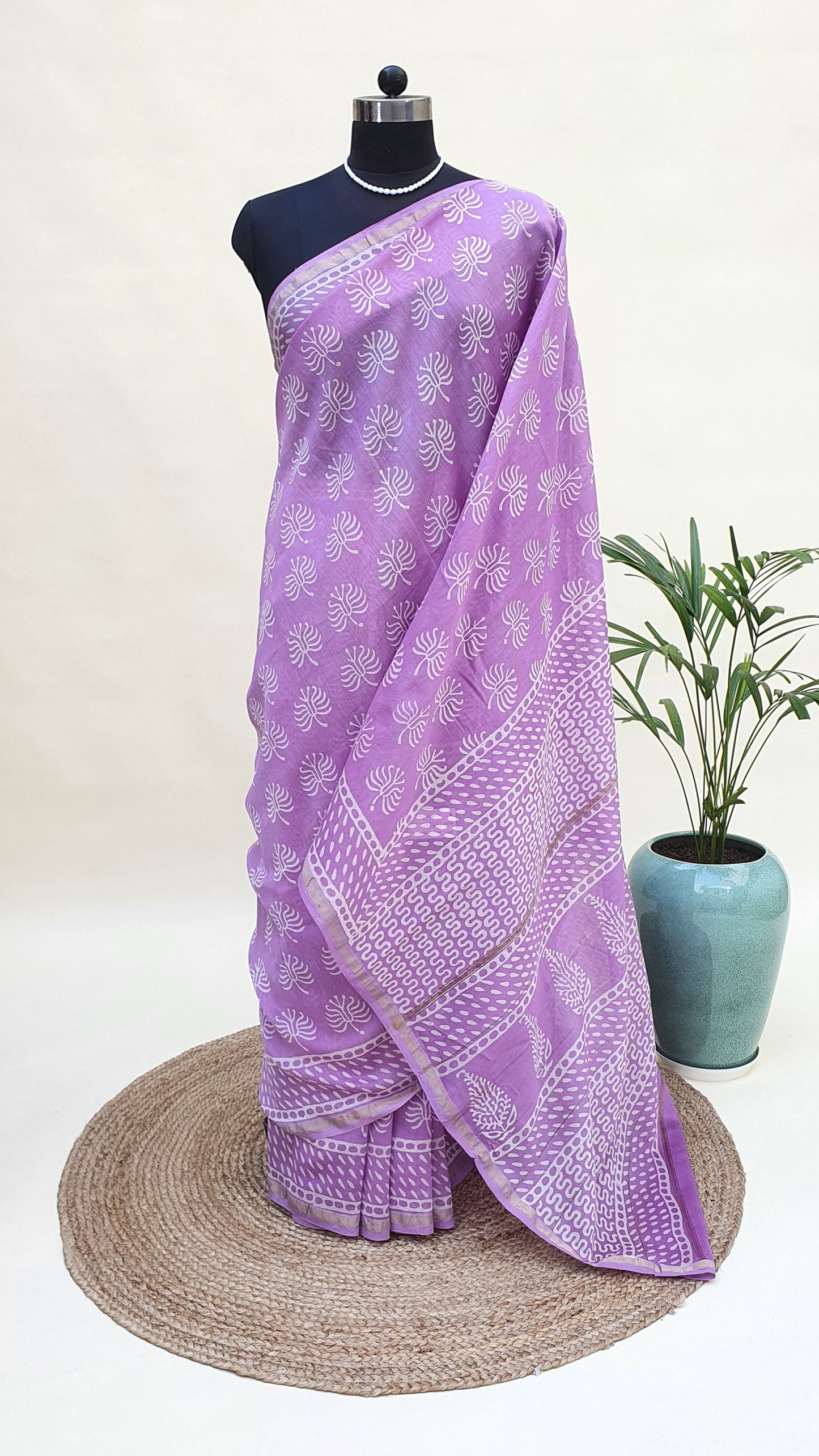 Lavender Cotton Silk Chanderi Saree SCCH-0002