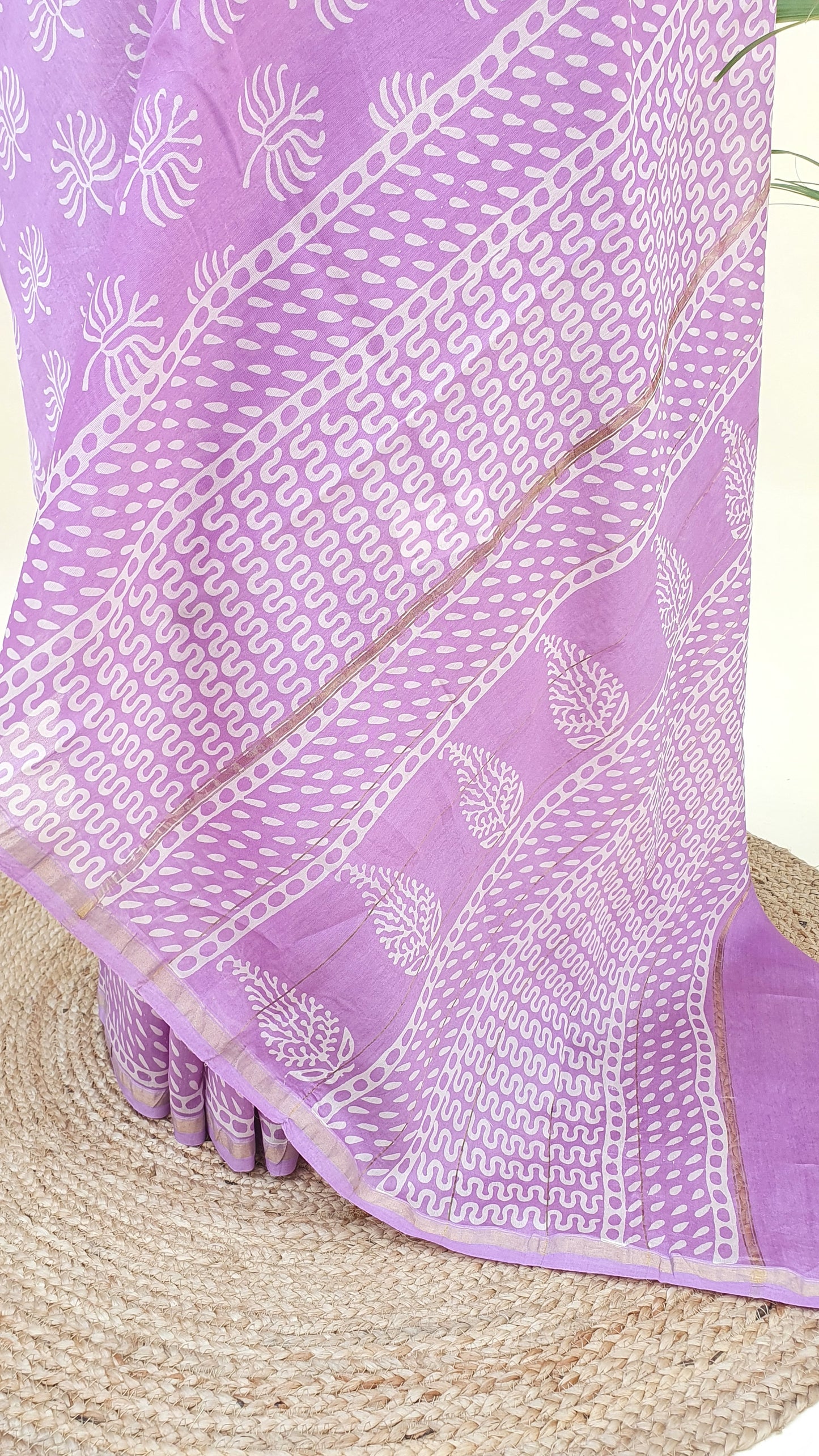 Lavender Cotton Silk Chanderi Saree SCCH-0002