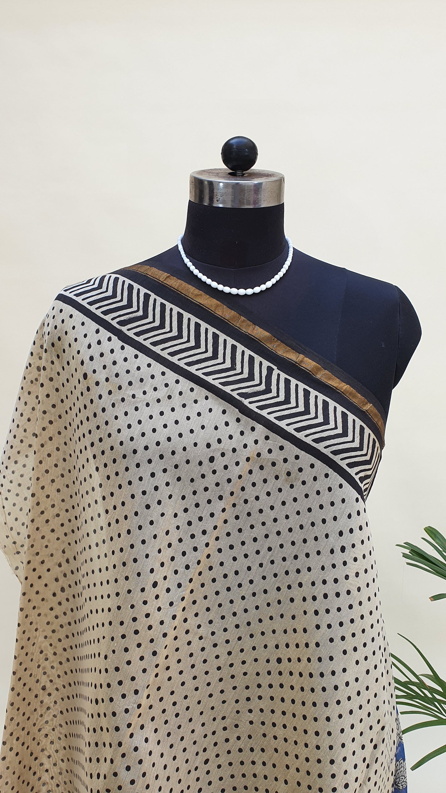 Captain Blue Cotton Silk Chanderi Saree SCCH-0012