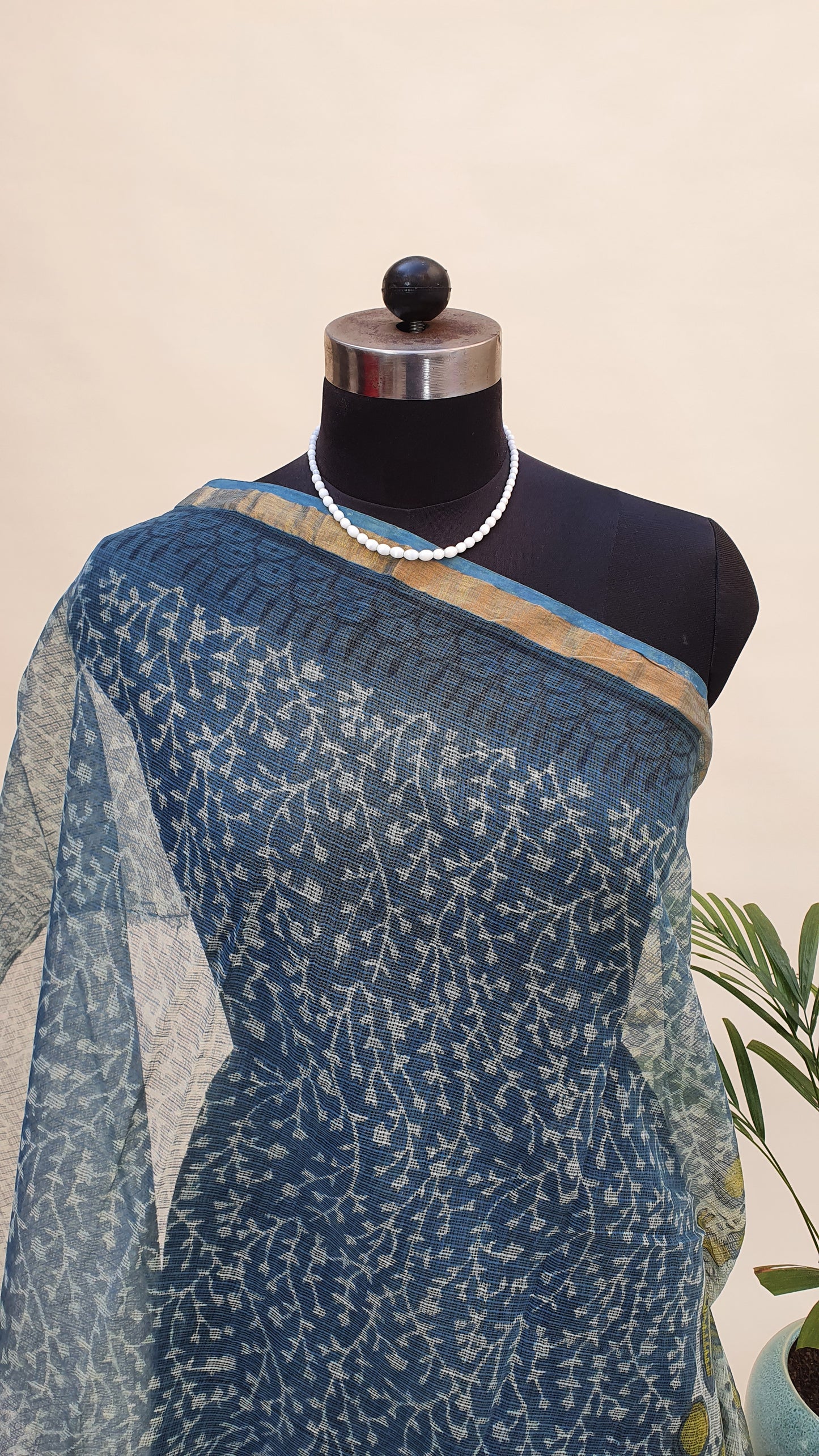 Dark Teal Kota Doria Saree KDHB-0002