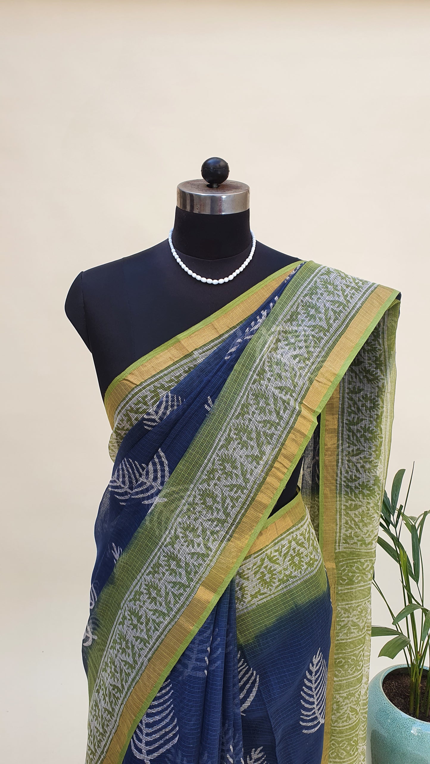 Deep Blue Kota Doria Saree KDHB-0007