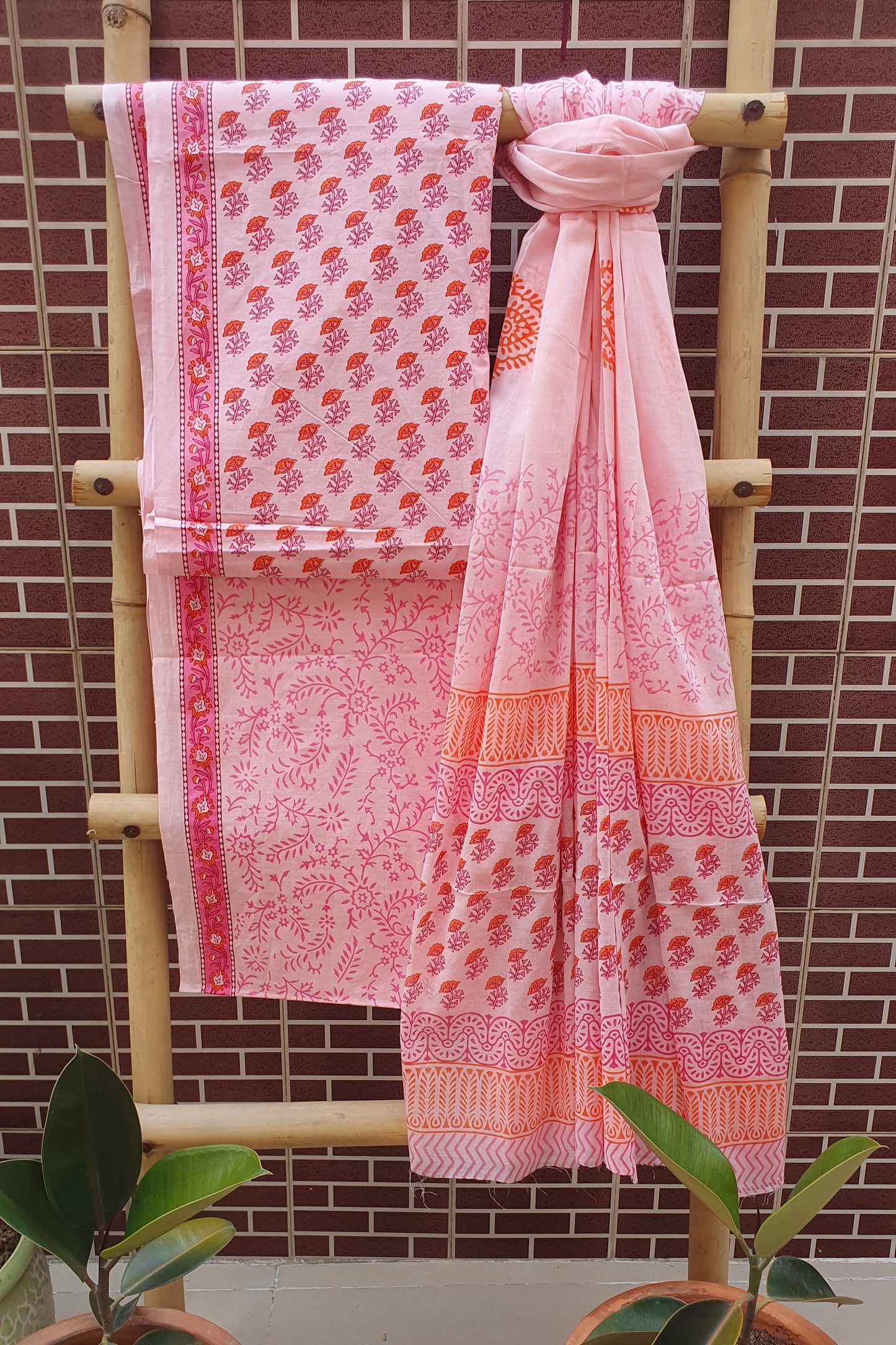 Pink Peach Suit with Cotton Dupatta CCSP-0004