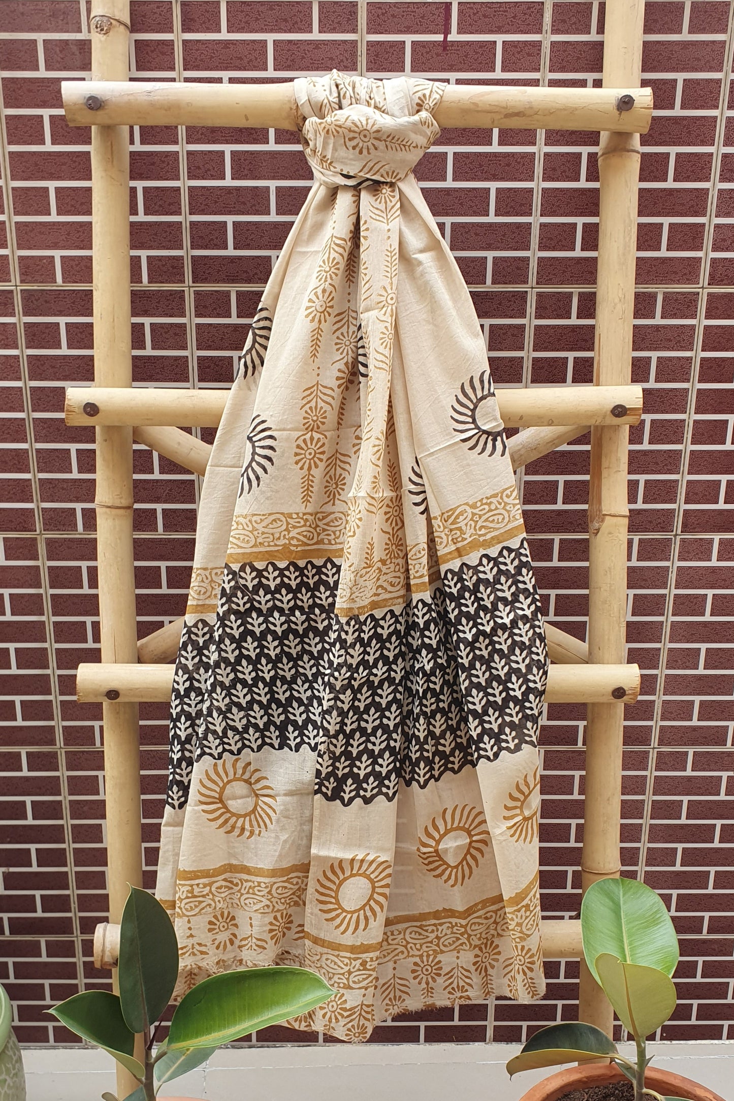 Black and Tan HBP Cotton Suit with Mul Dupatta CMHB-0019
