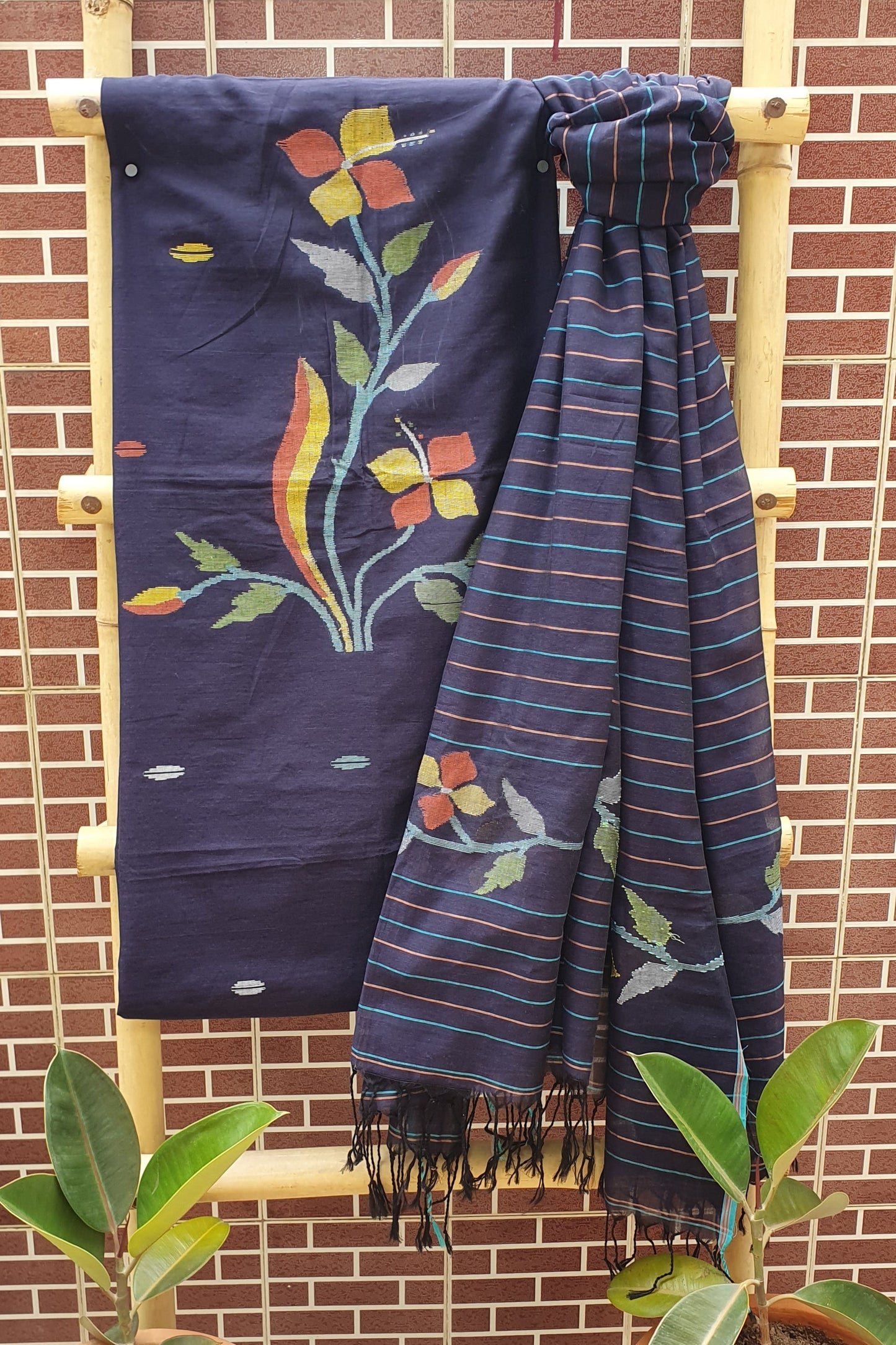 Knight Blue Cotton Jamdani Suit JDCC-0008