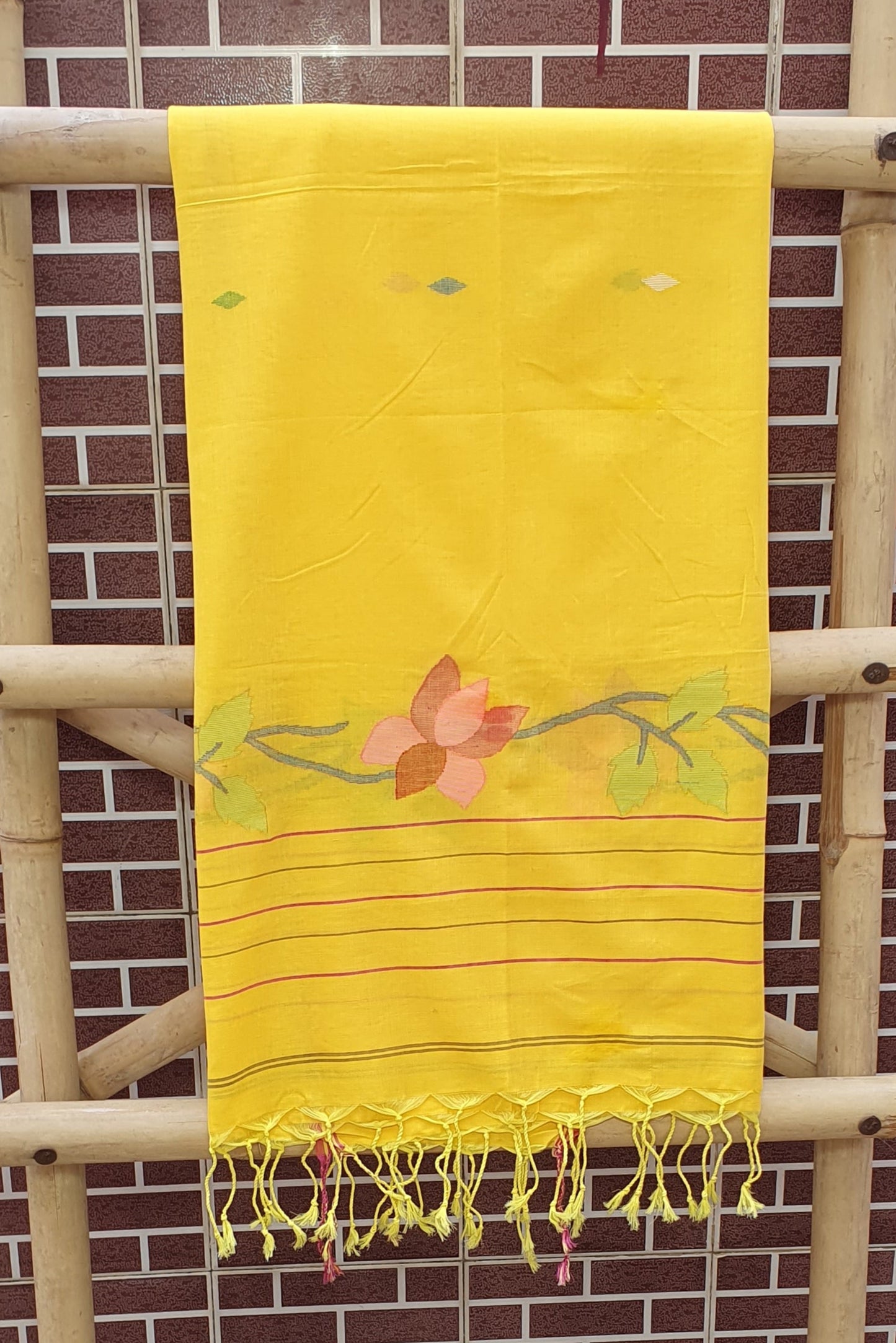 Bright Yellow Cotton Jamdani Suit JDCC-0009
