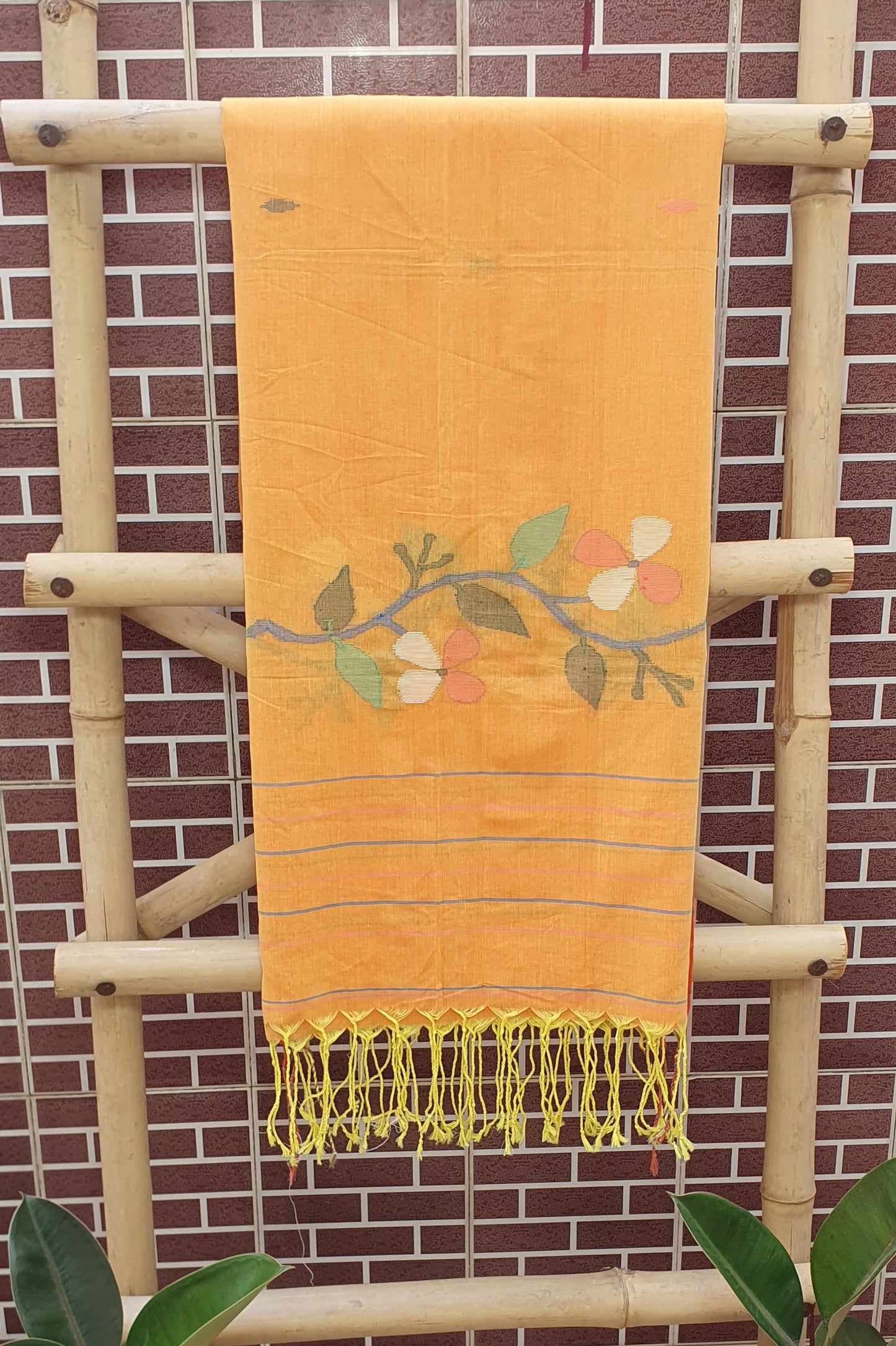 Cantaloupe Orange Cotton Jamdani Suit JDCC-0001