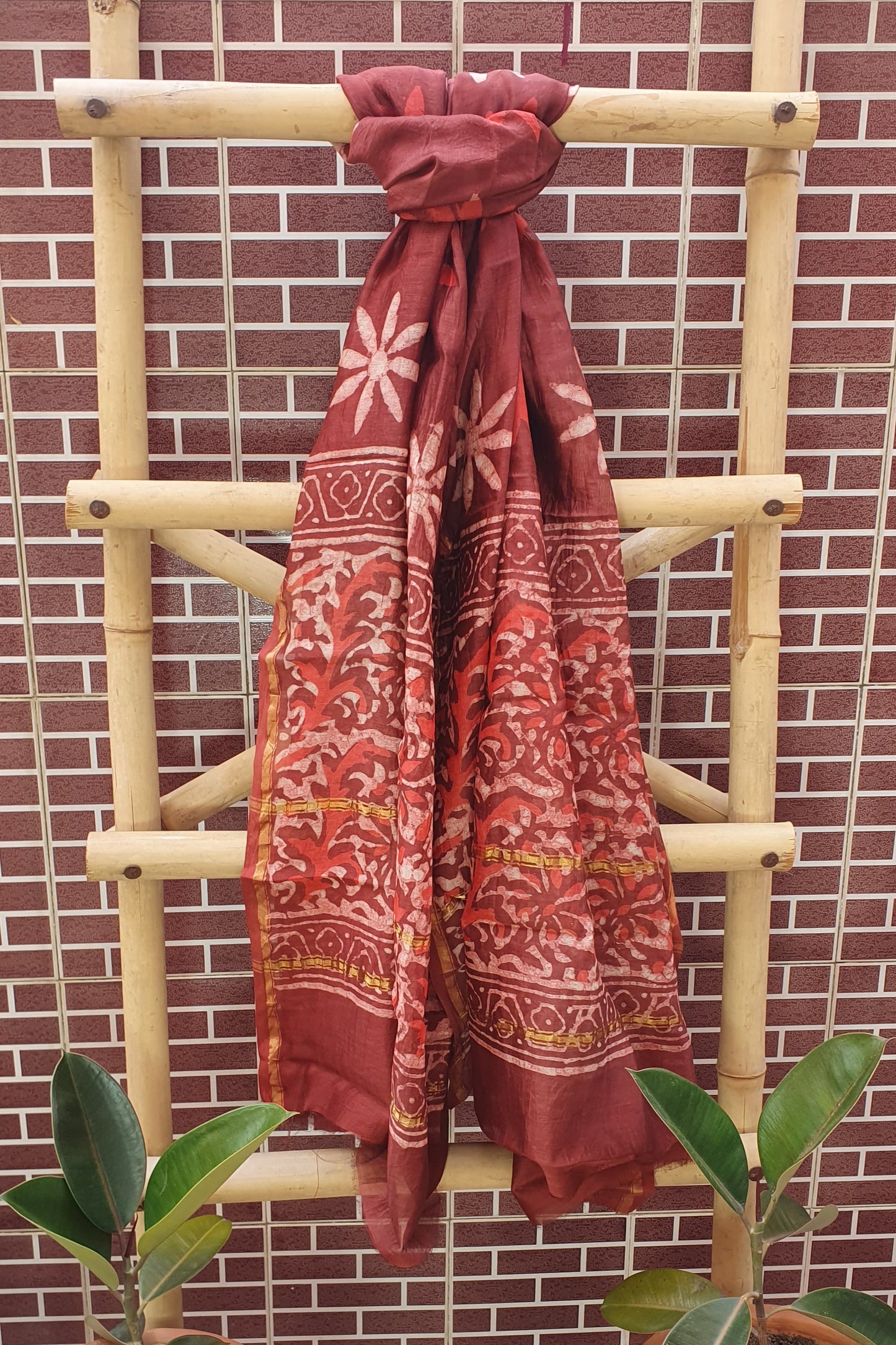 Rust Red Batik Chanderi Suit CHHB-0002