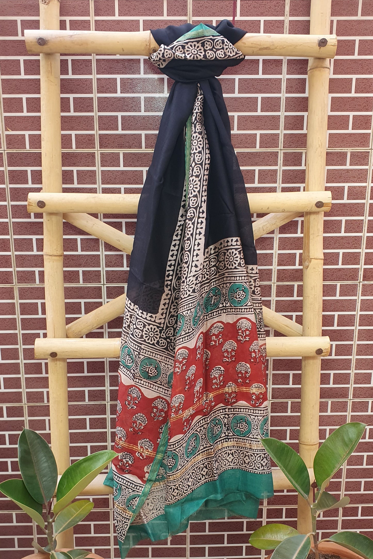 Crimson Red Hand Block Print Chanderi Suit CHHB-0004