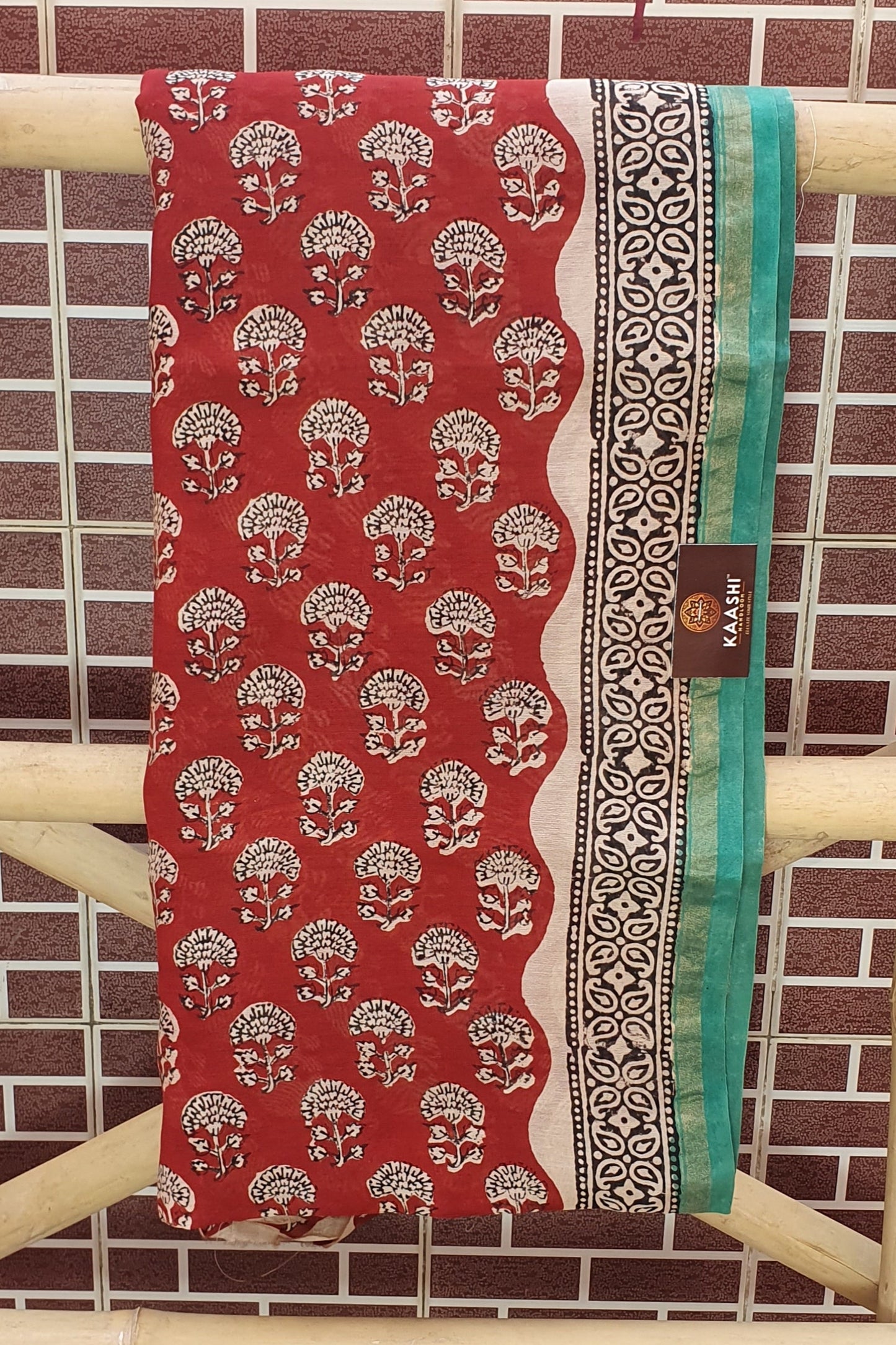 Crimson Red Hand Block Print Chanderi Suit CHHB-0004