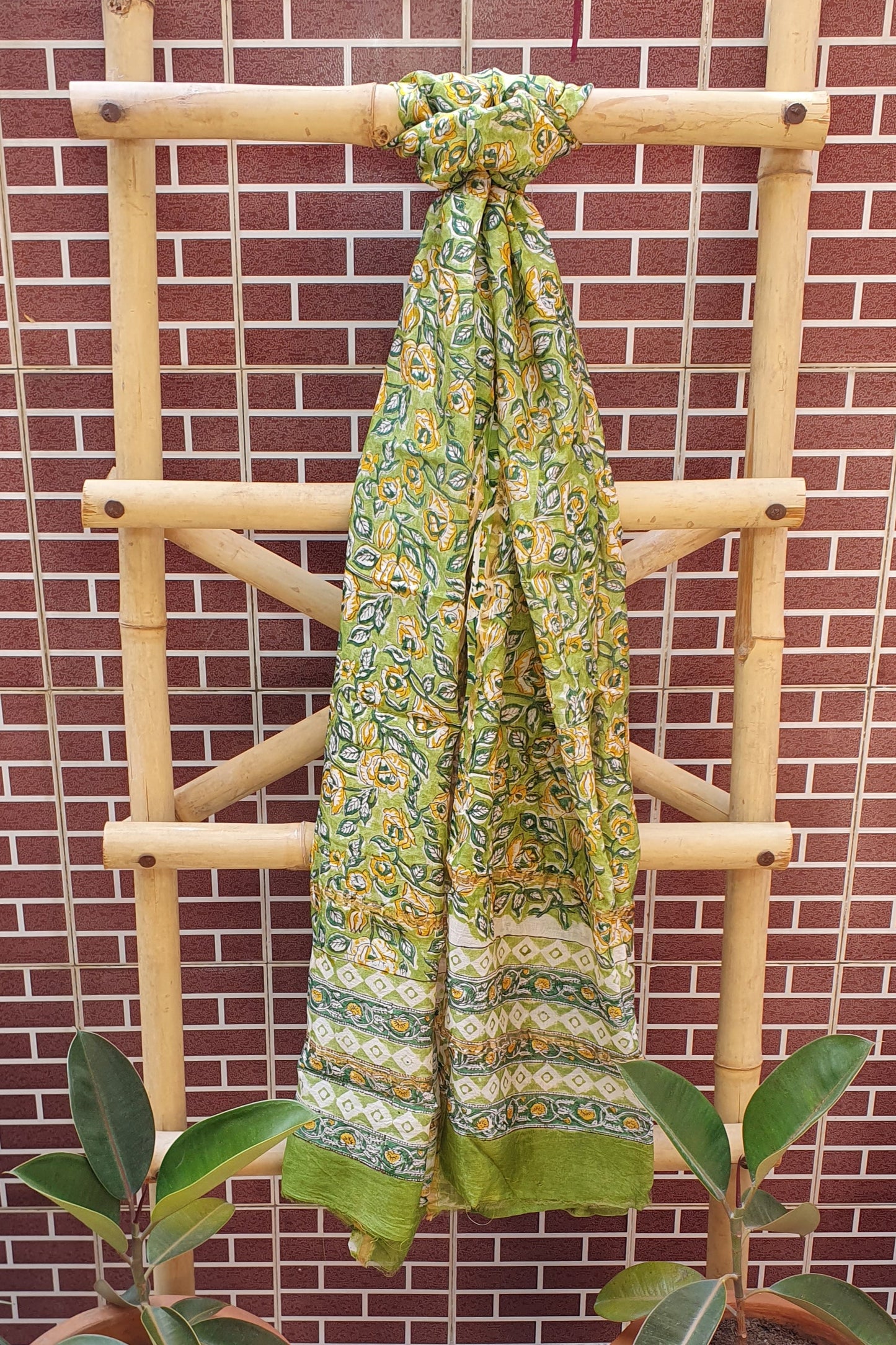 Jade Green Hand Block Print Chanderi Suit CHHB-0006