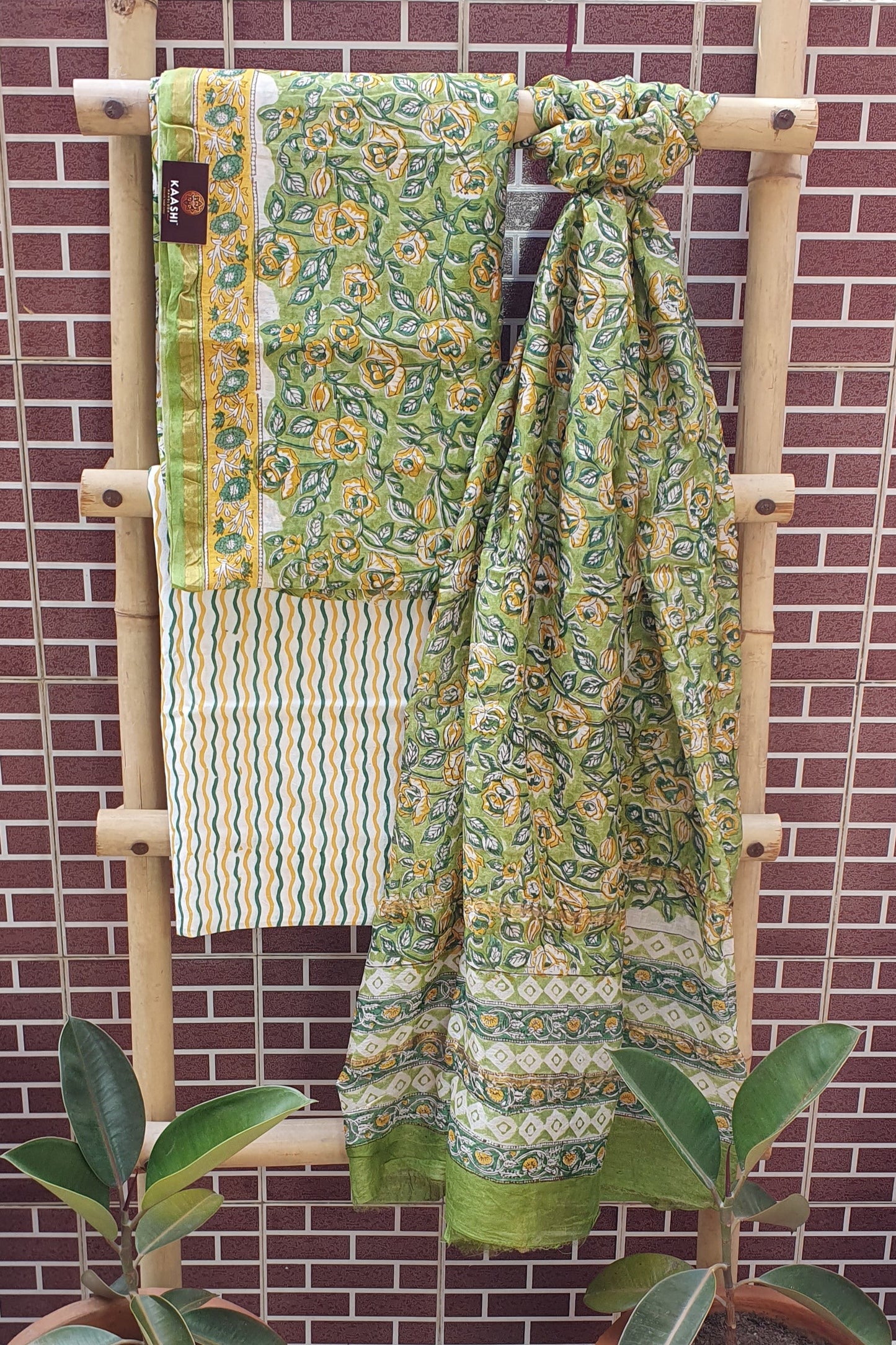 Jade Green Hand Block Print Chanderi Suit CHHB-0006
