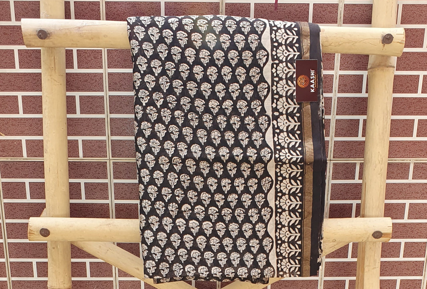 Black & Bisque Hand Block Print Chanderi Suit CHHB-0012