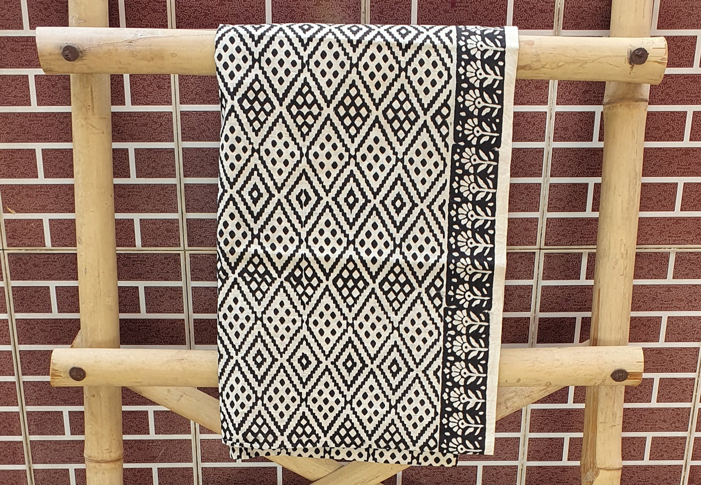 Black & Bisque Hand Block Print Chanderi Suit CHHB-0012