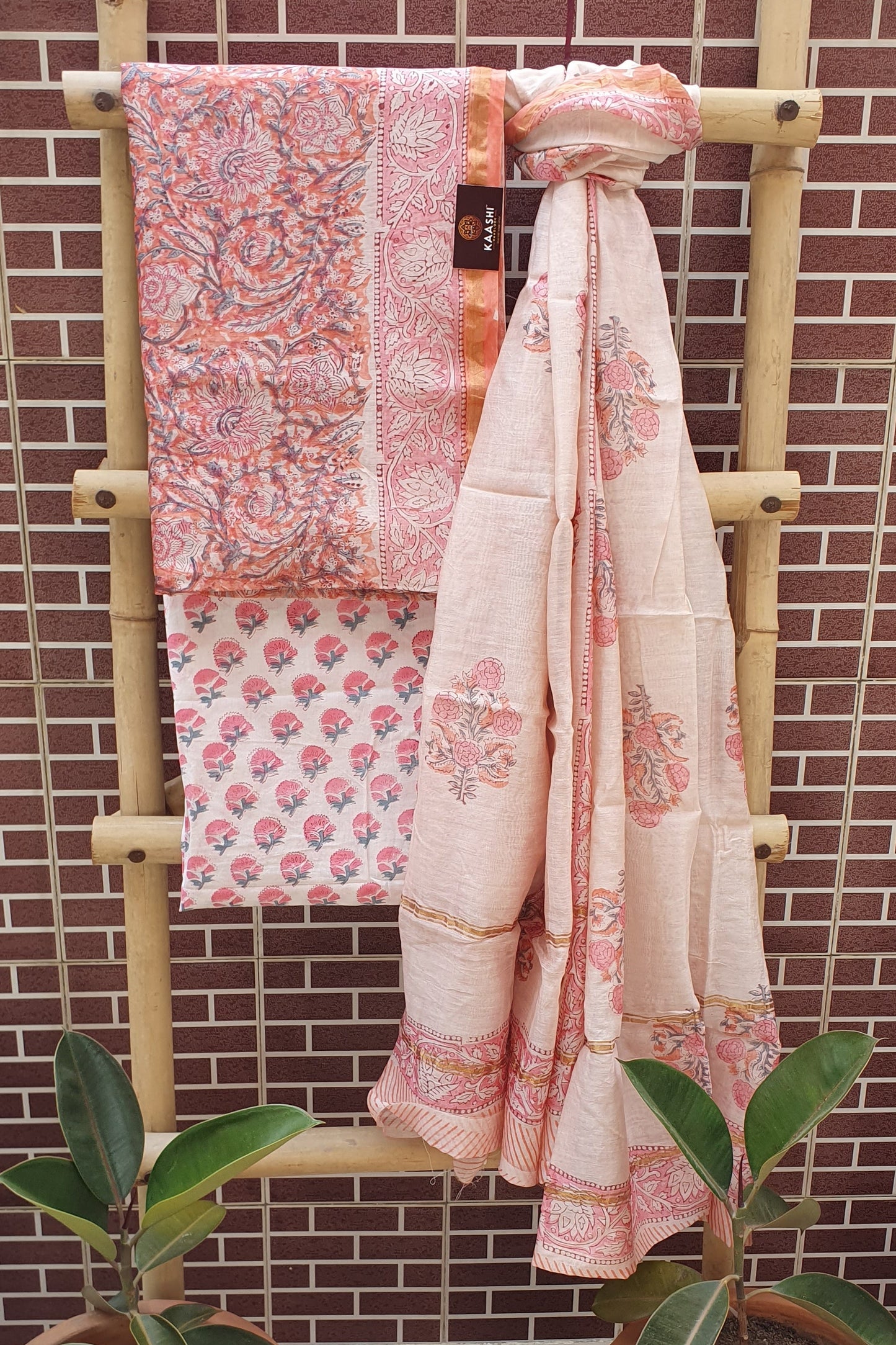Ballerina Pink Hand Block Print Chanderi Suit CHHB-0007