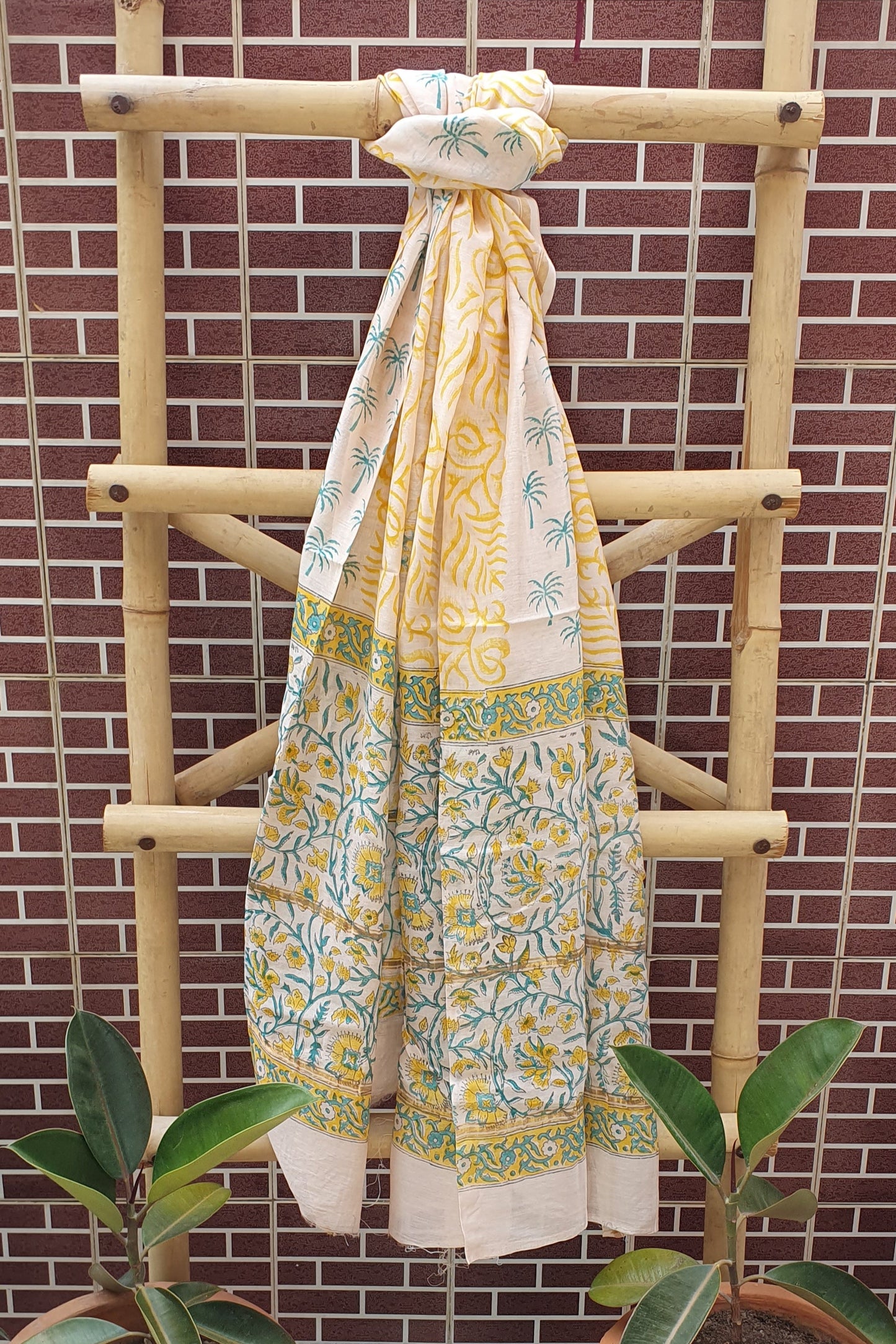 Naples Yellow Hand Block Print Chanderi Suit CHHB-0009