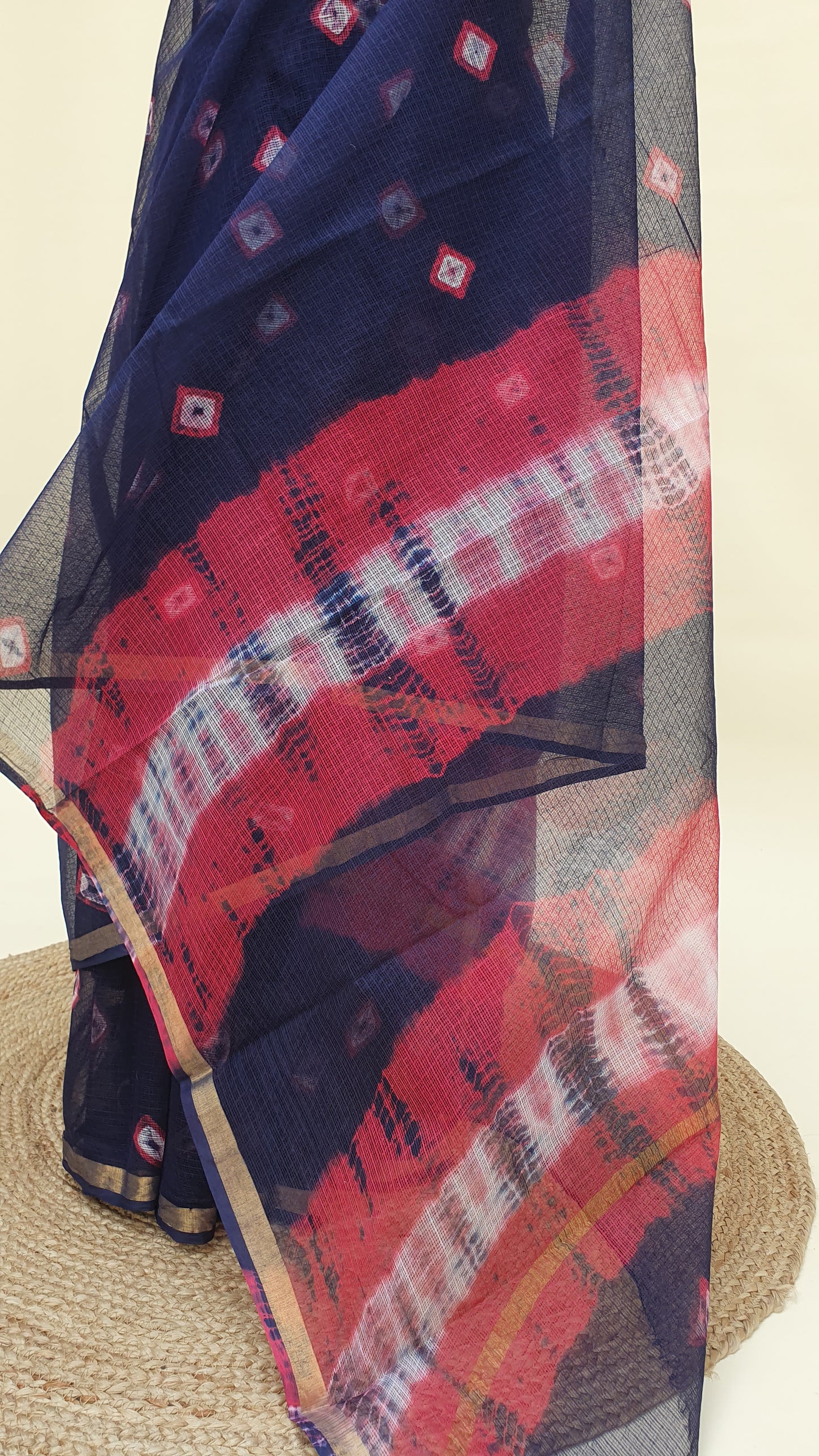 Indigo Kota Doria Saree | Kaashi Handloom