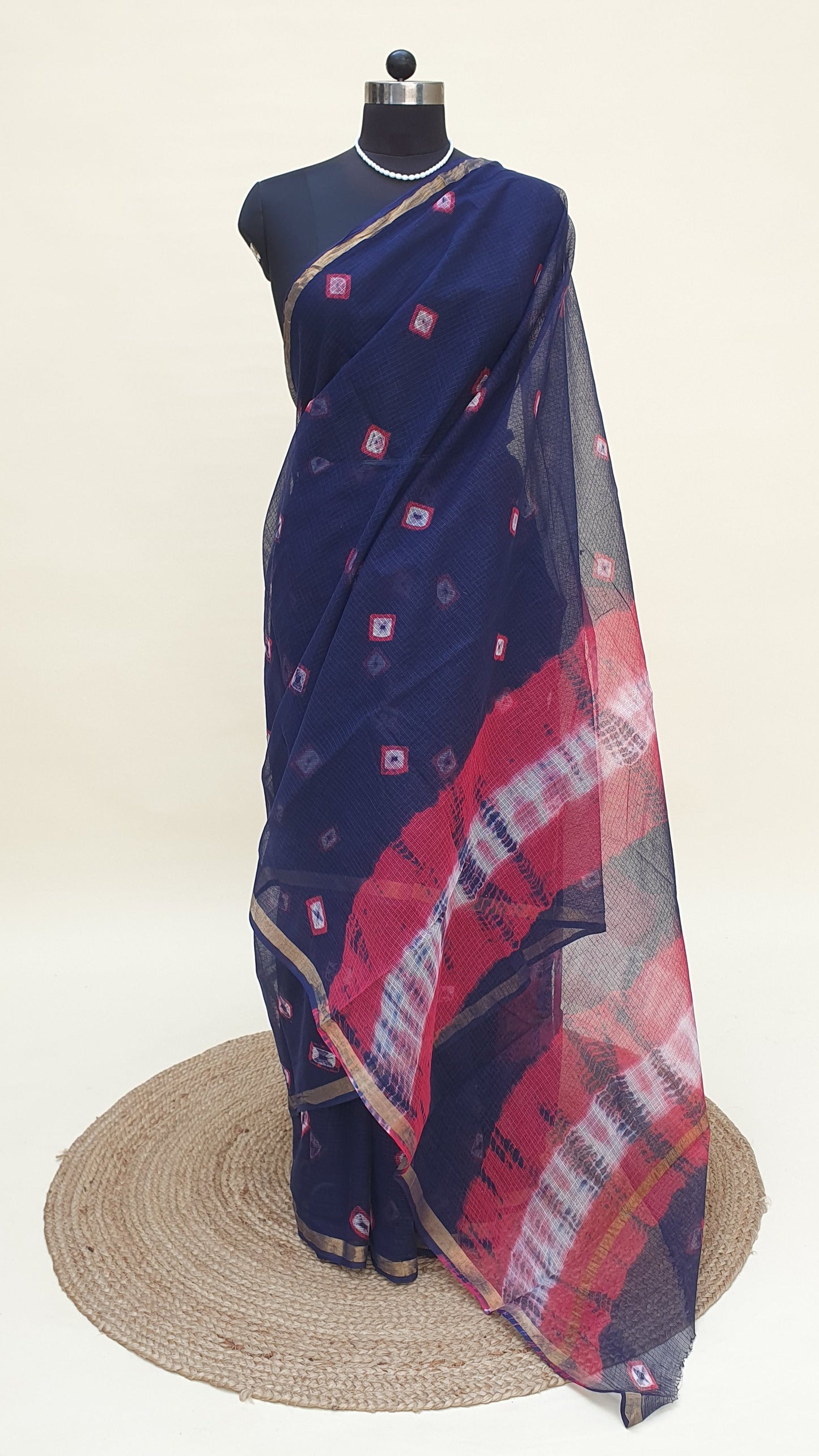 Indigo Kota Doria Saree | Kaashi Handloom
